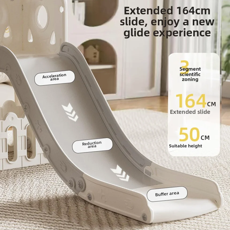 Magic ZC Bébé Toboggan et Auto Portante Toboggan Tout Petit grimpeur bébé Aire de Jeux Ensemble intérieur Ministre des Affaires étrangères Toboggans (XST-Grey White)