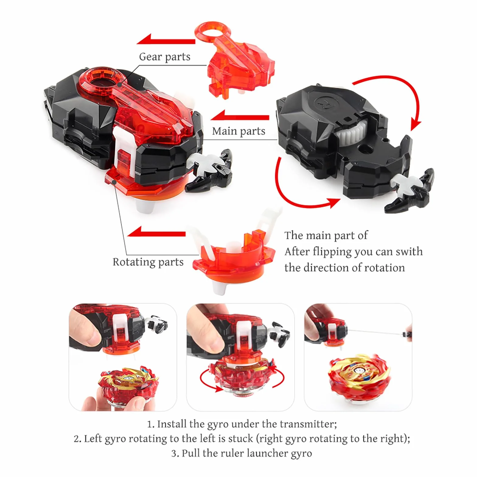 8 in 1 Toupie Gyros Turbo Set, 4D Combat Gyros Battle with Launcher Gyros, INCL 4 Pieces Gyros Launcher Set, AA
