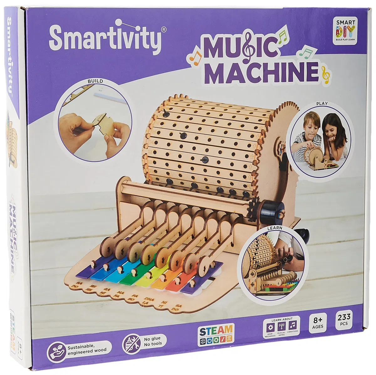 Smartivity - Xylophone - Music Machine - Jouet de construction en bois- Construisez le xylophone, ajoutez les chevilles et tourner la poignée pour jouer la musique de votre choix - A partir de 8 ans