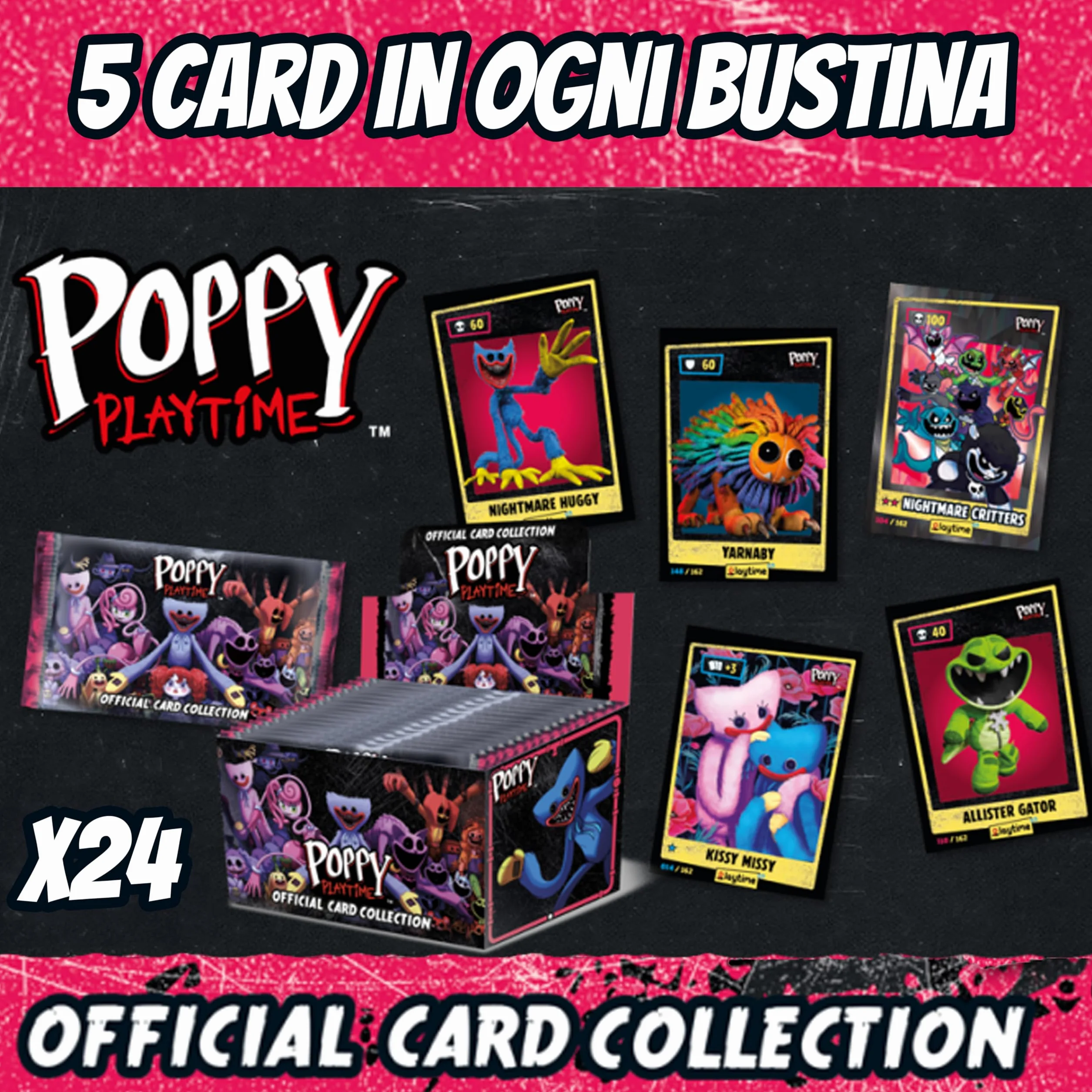 POPY PLAYTIME 24 sachets officiels Diramix, chaque sachet contient 5 cartes à collectionner