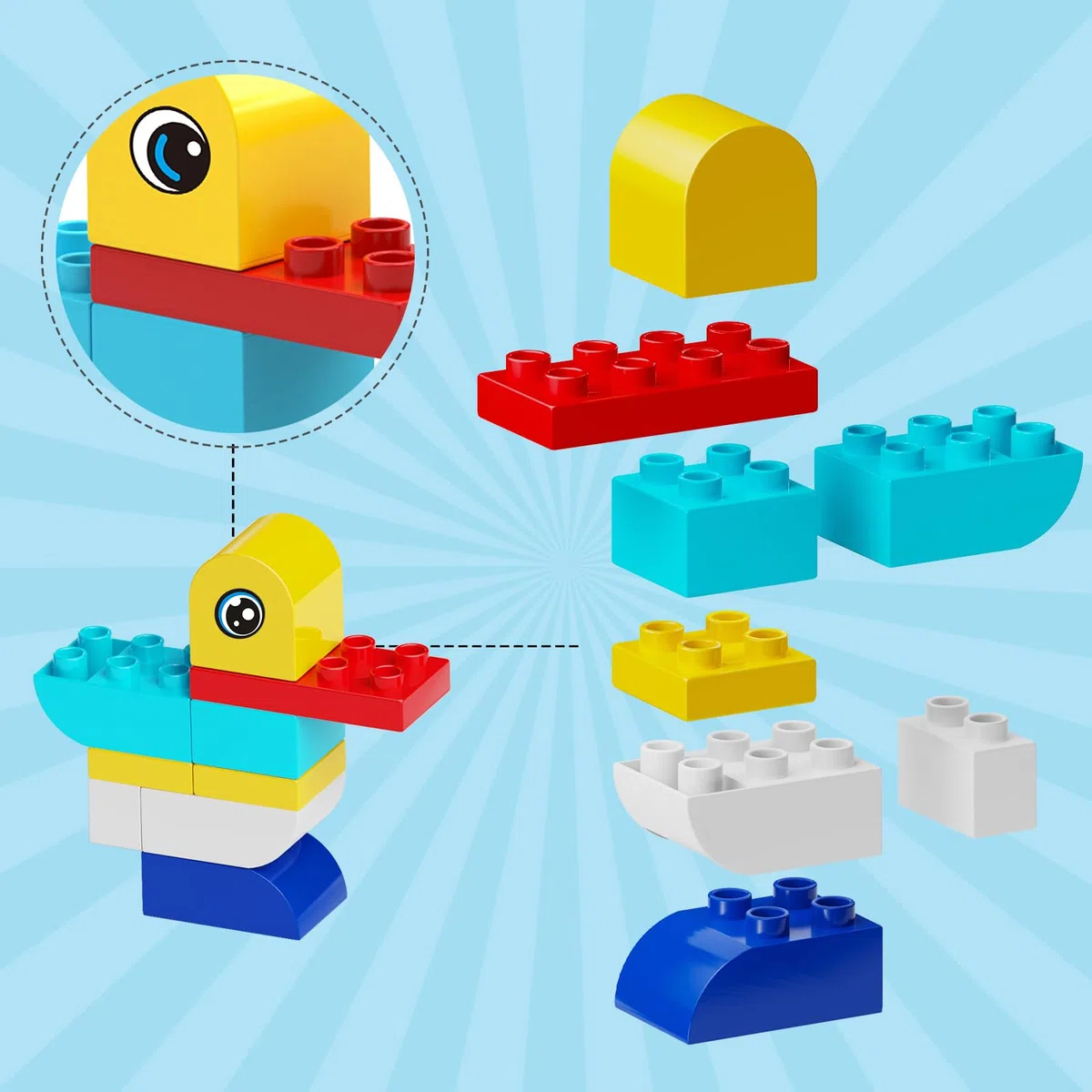 burgkidz Gros Blocs de Construction, 135 pièces Briques de Construction Créatives Classiques avec Boîte de Rangement, Jeux de Construction pour Enfants de 2 à 5 ans