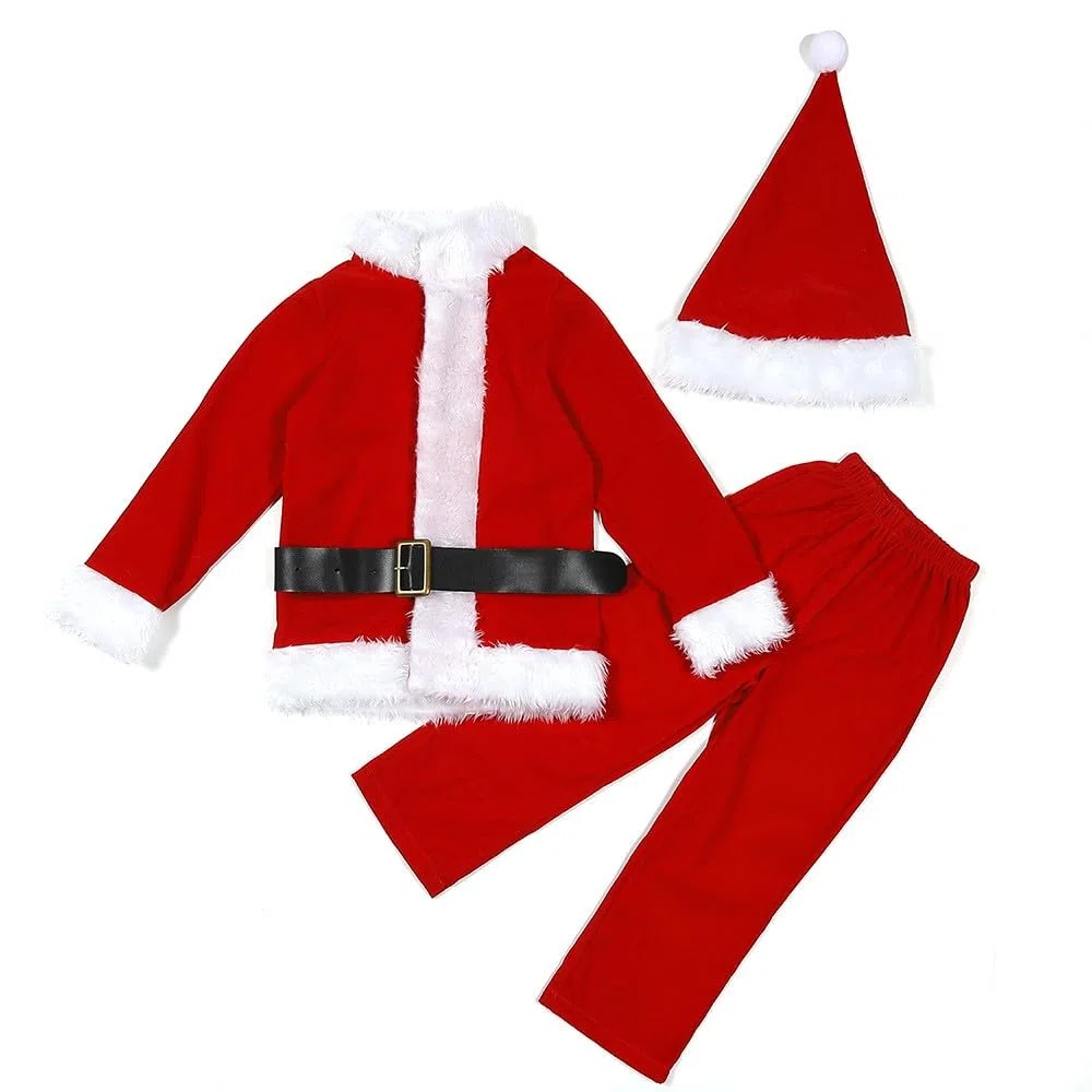 Generisch Costume de Père Noël pour enfant - Costume de fête - Costume de Noël sur scène - Costume de Père Noël - Fête de Noël pour enfants