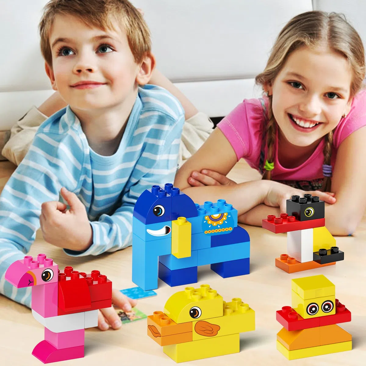 burgkidz Gros Blocs de Construction, 135 pièces Briques de Construction Créatives Classiques avec Boîte de Rangement, Jeux de Construction pour Enfants de 2 à 5 ans