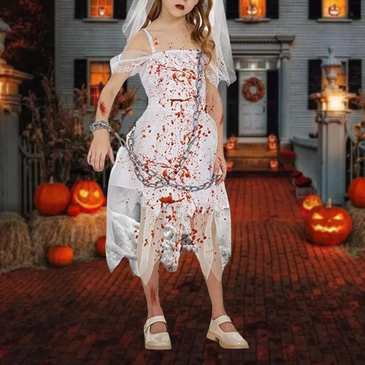 Baoblaze Costume de mariée d'halloween pour Filles, décoration de déguisement pour fête, Carnaval, Vacances, 140cm