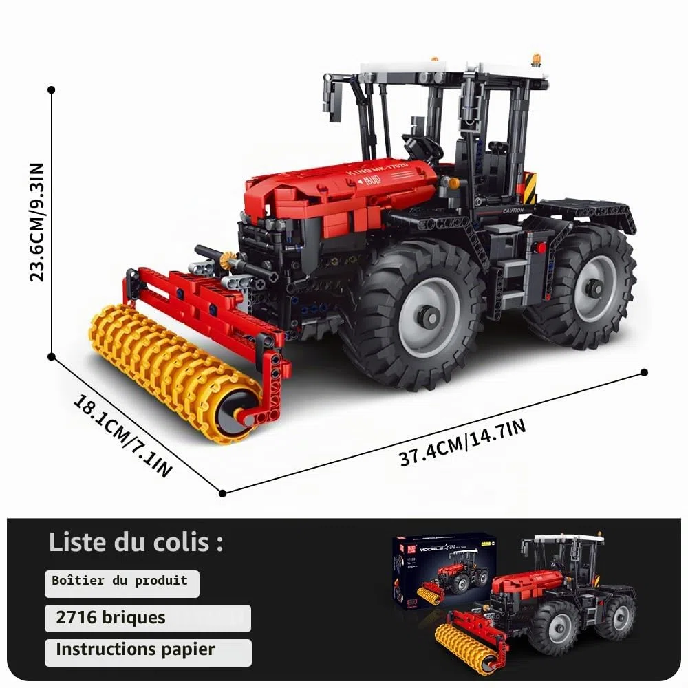 Mould King 17020 Technique 4 en 1 Télécommandés Blocs de serrage Tracteur avec 4 moteurs STEM Kit de modélisation pour les amateurs de machines agricoles (2716 pièces)