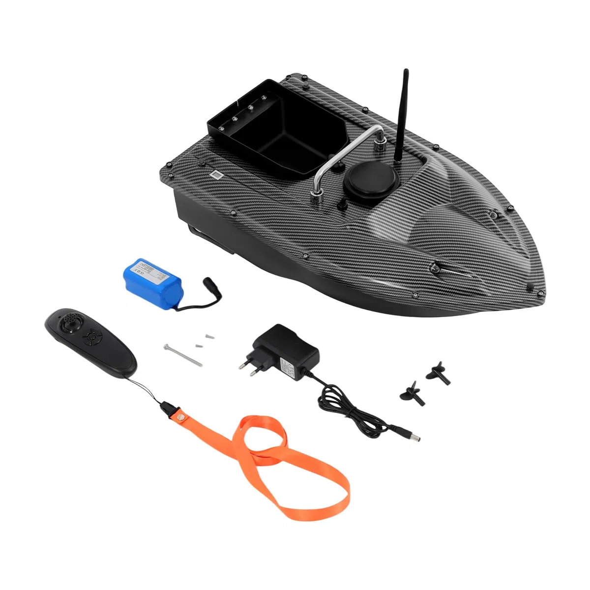 Bateau d'alimentation avec lumière LED, 500 m, bateau d'appât de pêche, contrôle de la croisière, poids de charge de 1,5 kg, bateau à nourriture avec bateau d'appât pour les amateurs de pêche