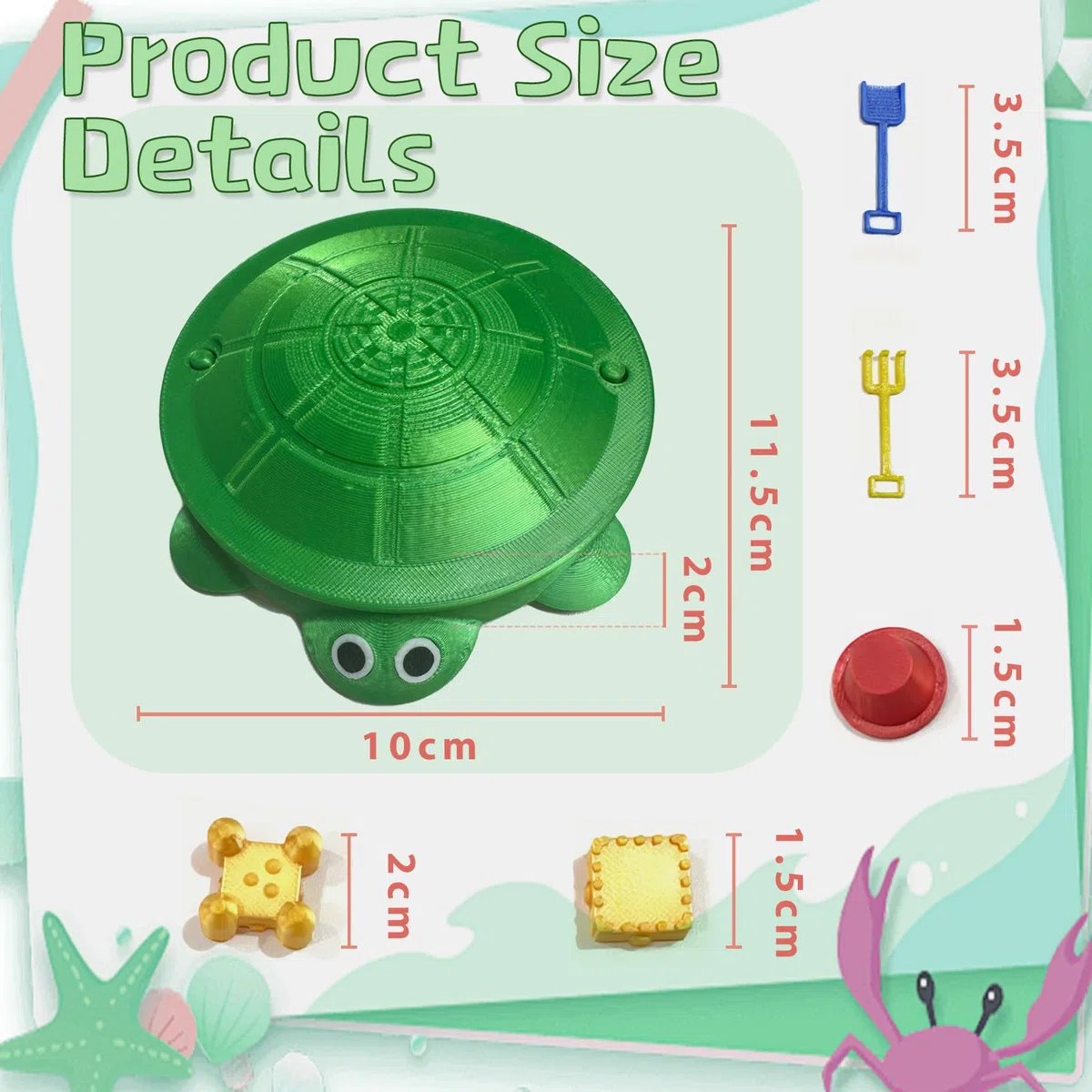 Mini bac à sable tortue pour bureau, bac à sable tortue avec couvercle, mini jardin zen avec moules, mini outils, cadeaux amusants, décoration de maison et de bureau, sable gratuit (vert)