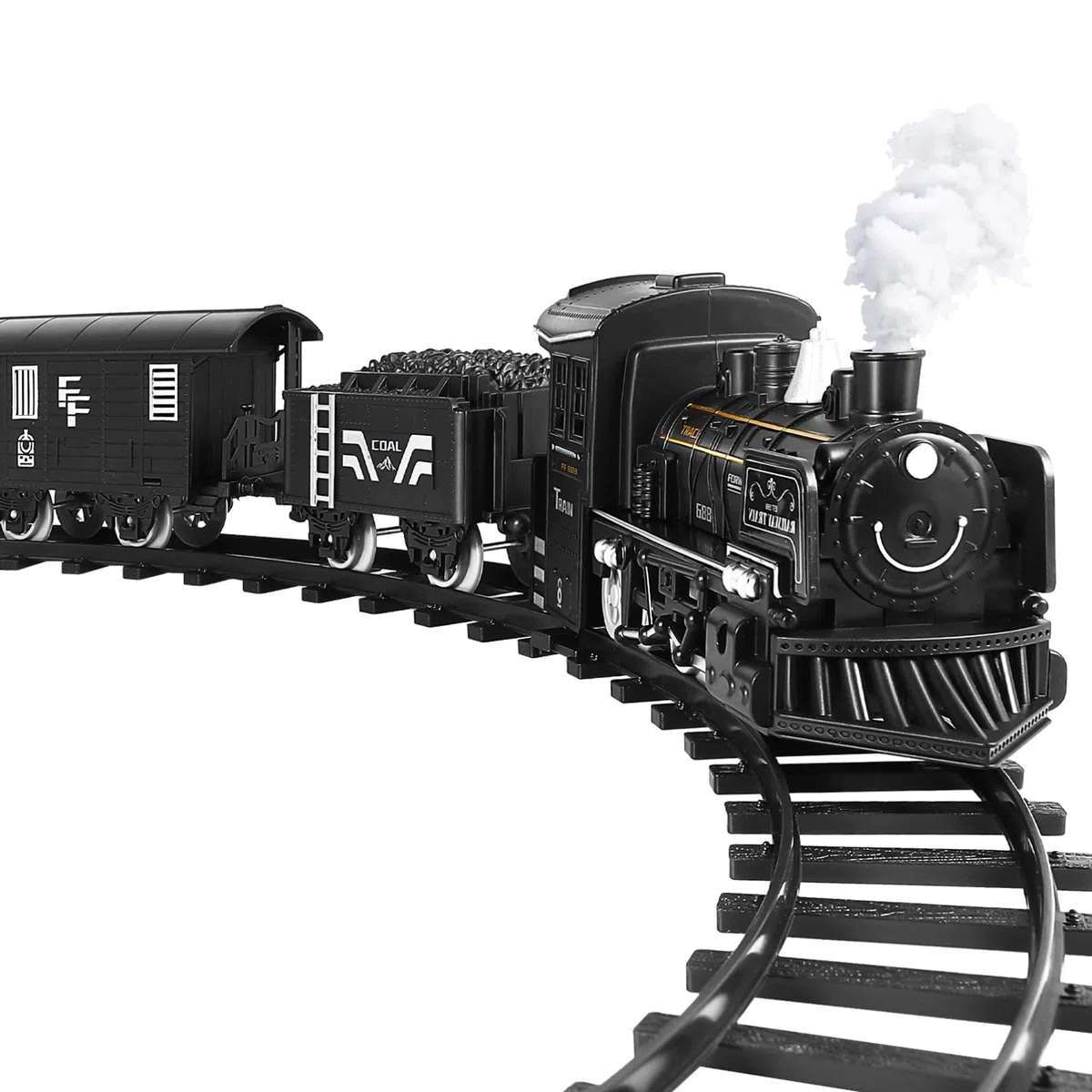 Toyvian Kit de train électrique pour enfants à piles avec sons & Lights Steam Locomotive moteur camion et train de Noël pour sous l'arbre, Centre, (1314I3WIJT26CT4E)