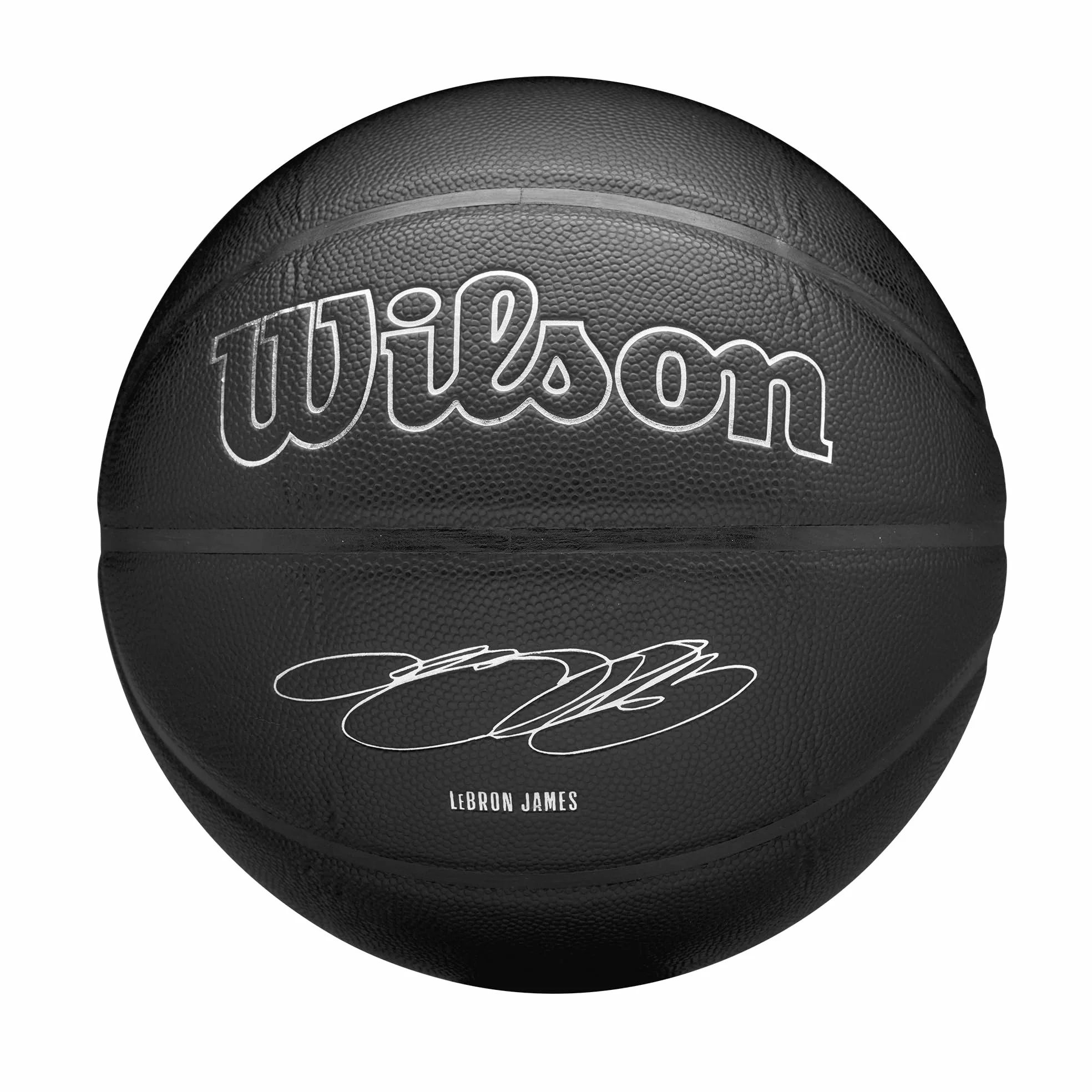 WILSON Evergreen NBA Player, Ballon de Basket, Revêtement Pure Touch, Idéal pour Extérieur, Résistant Aux Intempéries, Joueur: James, Couleur: Noir, Taille: 7