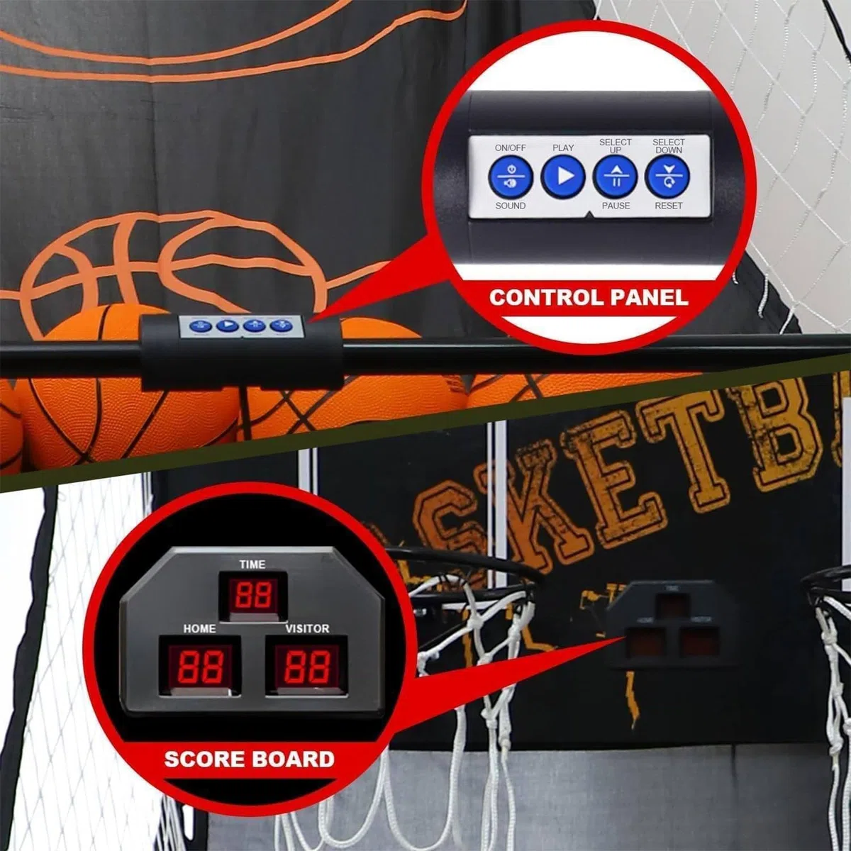Jeu D'arcade de Basketball à Double Panier D'intérieur, Machine de Basketball électronique Pliable avec Système de Points et de Tir pour Les Amateurs de Sport et Les Familles