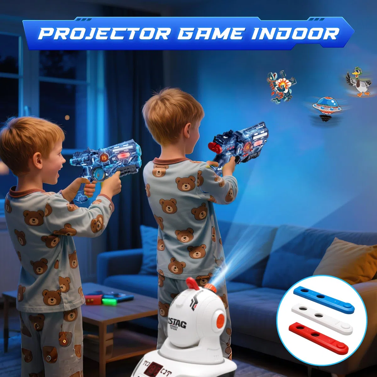 Kit laser VATOS rechargeable pistolet jouet 2 joueurs projecteur LED affichage numérique points 3 objectifs