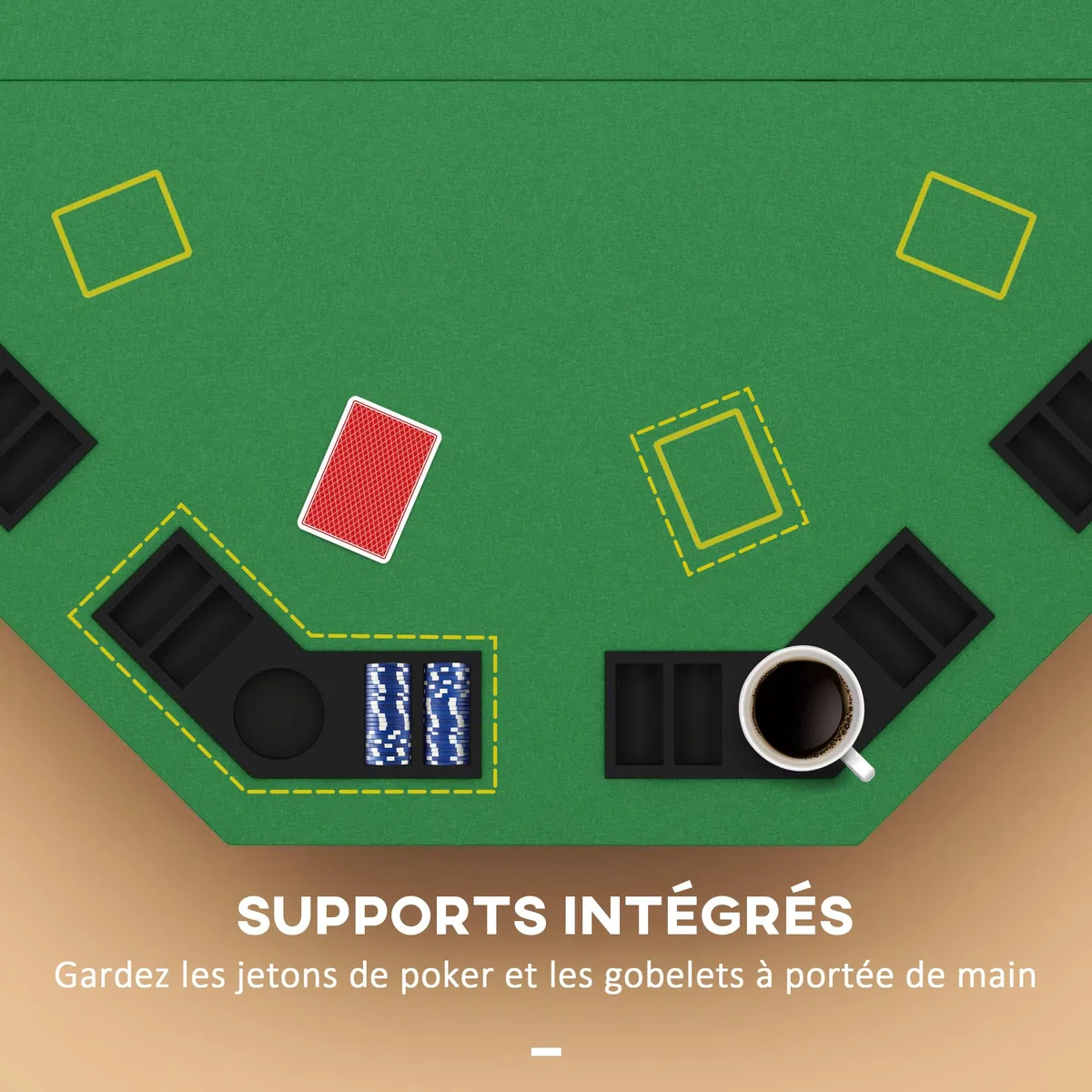 SPORTNOW Table de Poker Pliable pour 8 Joueurs, Table de Jeu avec Porte-gobelet et bac à jetons, 120 x 120 x 72 cm, Vert