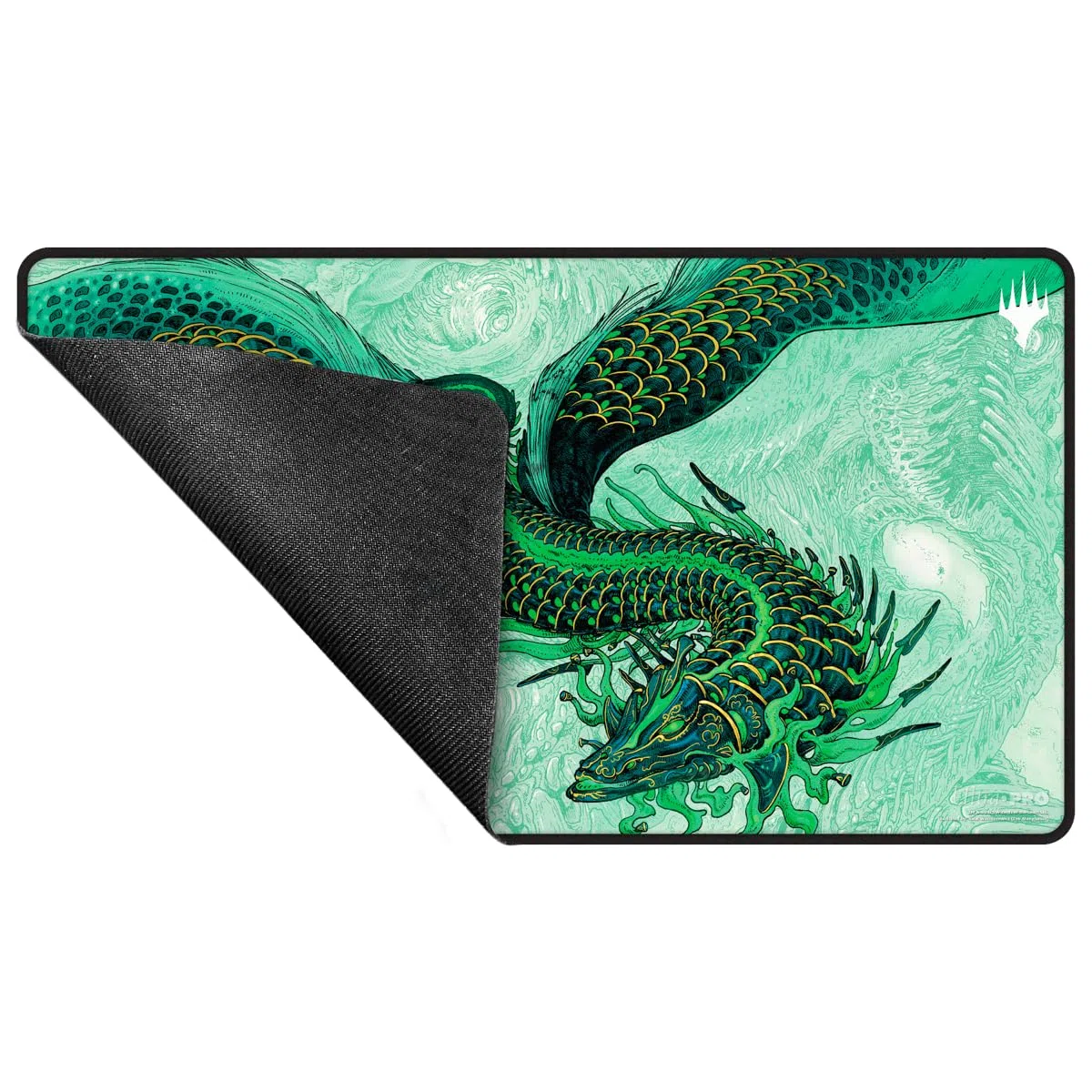 Ultra PRO - Tarkir Dragonstorm Teval, Arbiter of Virtue Tapis de jeu noir cousu pour Magic : The Gathering | Tapis de table de jeu, accessoire de jeu de cartes, tapis de jeu TCG, tapis de jeu de table