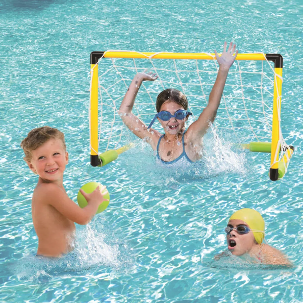 Cerceau de Basket-Ball Flottant pour Piscine, But de Football 2 en 1 et Panier Basket-Ball Piscine détachable avec 2 balles pour Enfants et Adultes