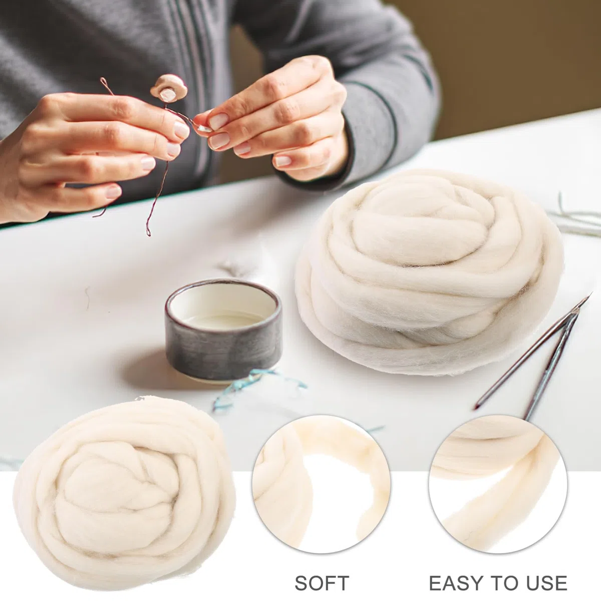 Lot De 2 Laines À Feutrer 200 G Fibres Naturelles Kit De Feutrage À Laiguille