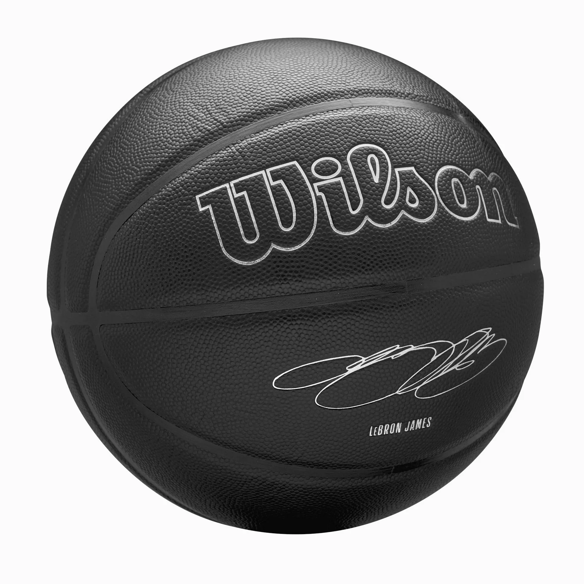 WILSON Evergreen NBA Player, Ballon de Basket, Revêtement Pure Touch, Idéal pour Extérieur, Résistant Aux Intempéries, Joueur: James, Couleur: Noir, Taille: 7