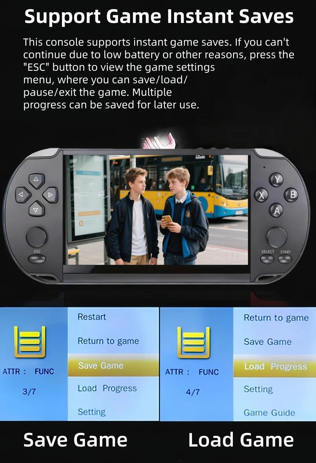 5,1 Pouces Console de Jeu Portable Plusieurs Simulateurs Rétro Vidéo/Musique/E-Book/Téléviseur Indoor/Outdoor/Travel Larisure de Jeu électronique Anniversaire/Cadeau de Vacances