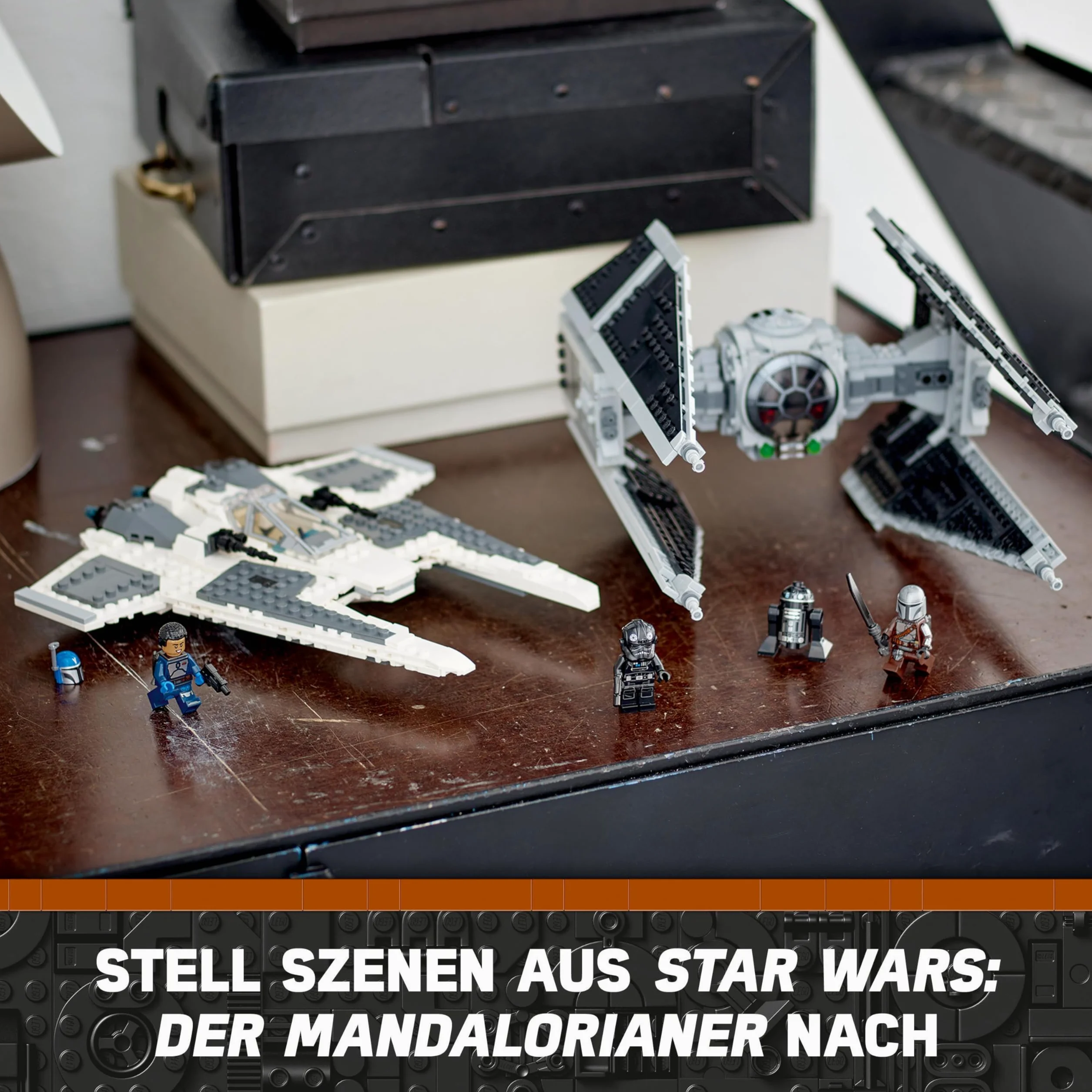 LEGO Star Wars Le Chasseur Fang Mandalorien Contre Le TIE Interceptor - Jeu de Construction de Vaisseaux Spatiaux pour Enfants avec 3 Minifigurines, Figurine Droïde et Sabre Noir - Idée Cadeau 75348