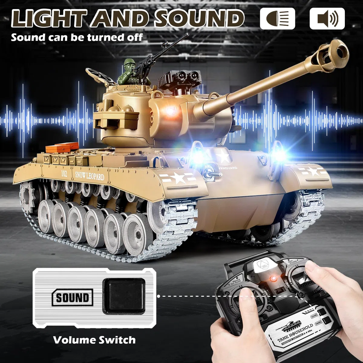 Supdex Sudex 1:18 RC Tak, 2.4Ghz US M26 Perhig Télécommande Army Tak That Shoot BBS ad Water Bom