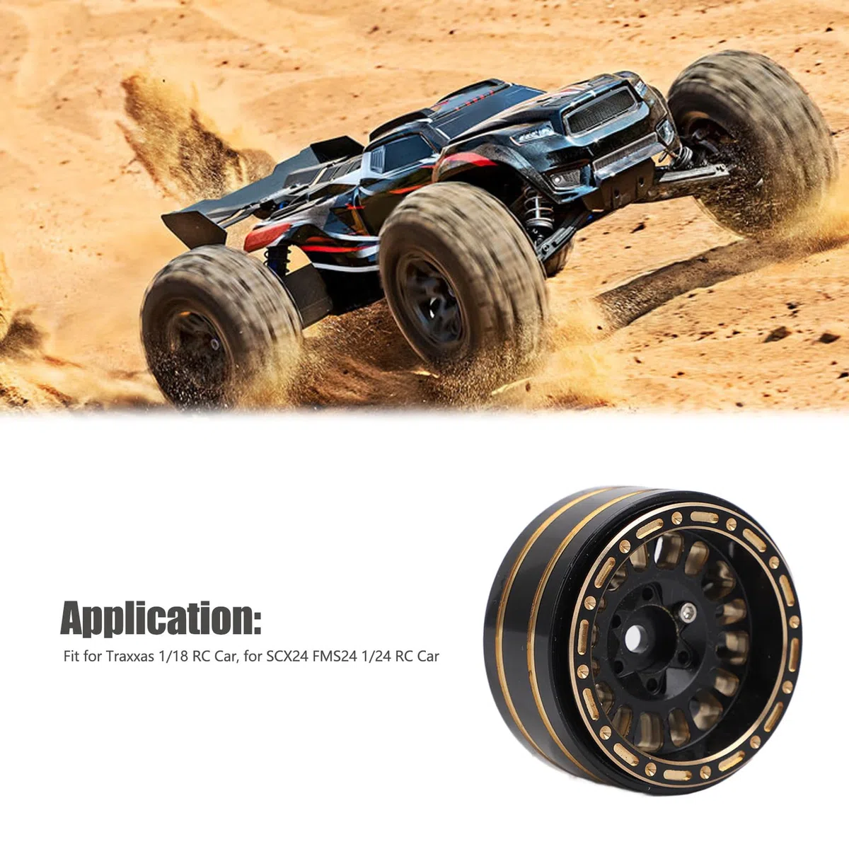 Alomejor Jeu de Jantes Beadlock en Laiton 1,2 Pouces pour Voiture SCX24 FMS24 RC Couleur Noire et Matériau Haute Résistance Moyeu de Roue pour Voiture SCX24 FMS24 1/24 RC