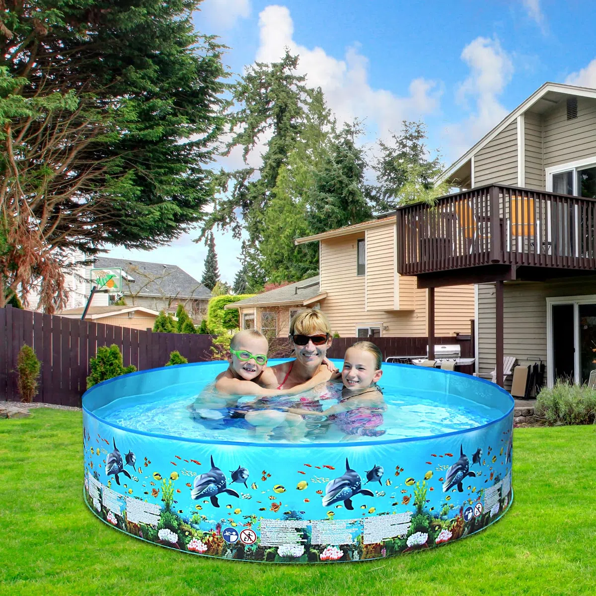 TOPWAYS Piscine d'été pour enfants - Pataugeoire rectangulaire non gonflable - 183 x 38 cm - 15 gallons - Pour enfants et bébés