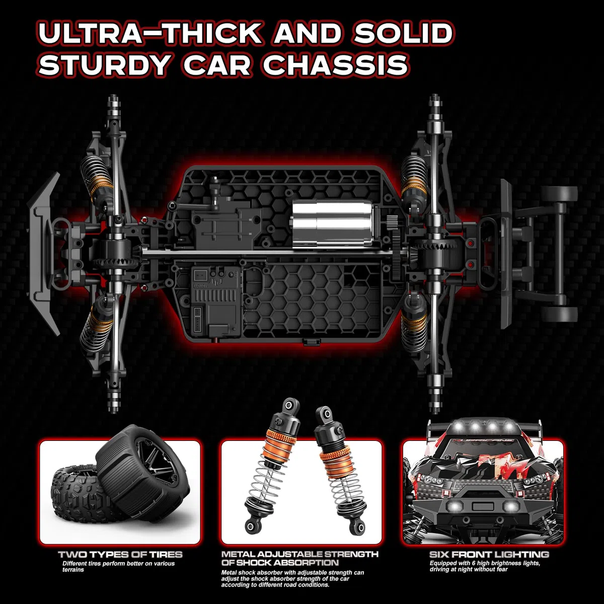 YESHIN Voitures RC 1:14 pour Adultes, Camion Monstre Électrique Tout-Terrain Max 40 km/h, Voiture RC Haute Vitesse Imperméable 4WD Télécommandée avec 2*Batterie, Rouge