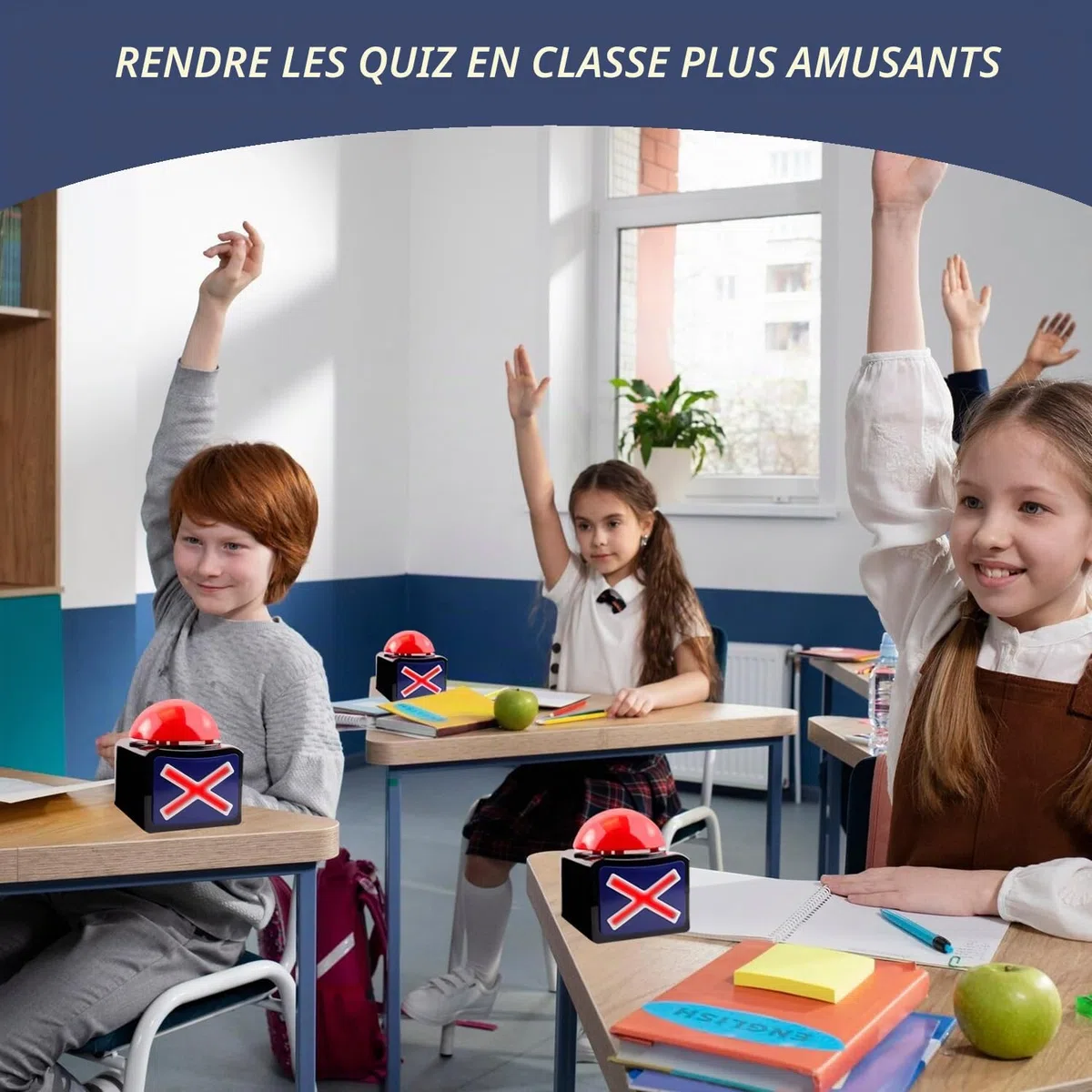 Jouer Répondre Buzzer avec son -Play Show Button- Jouer Buzzer avec lumières et quiz Got Talent Button Famille ennemi bouton avec lumières et son, bouton de jeu parent-enfant (6 pièces)