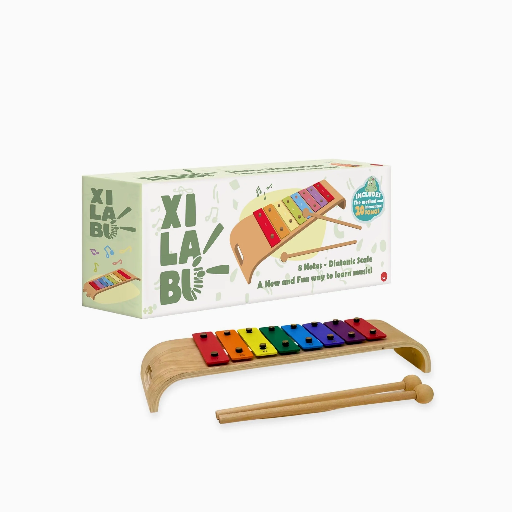 Xilabú Xylophone pour enfant avec livre de chansons - Instrument de musique éducatif en bois avec 8 notes, couleurs et audio, jouet Montessori pour enfants à partir de 3 ans (espagnol)
