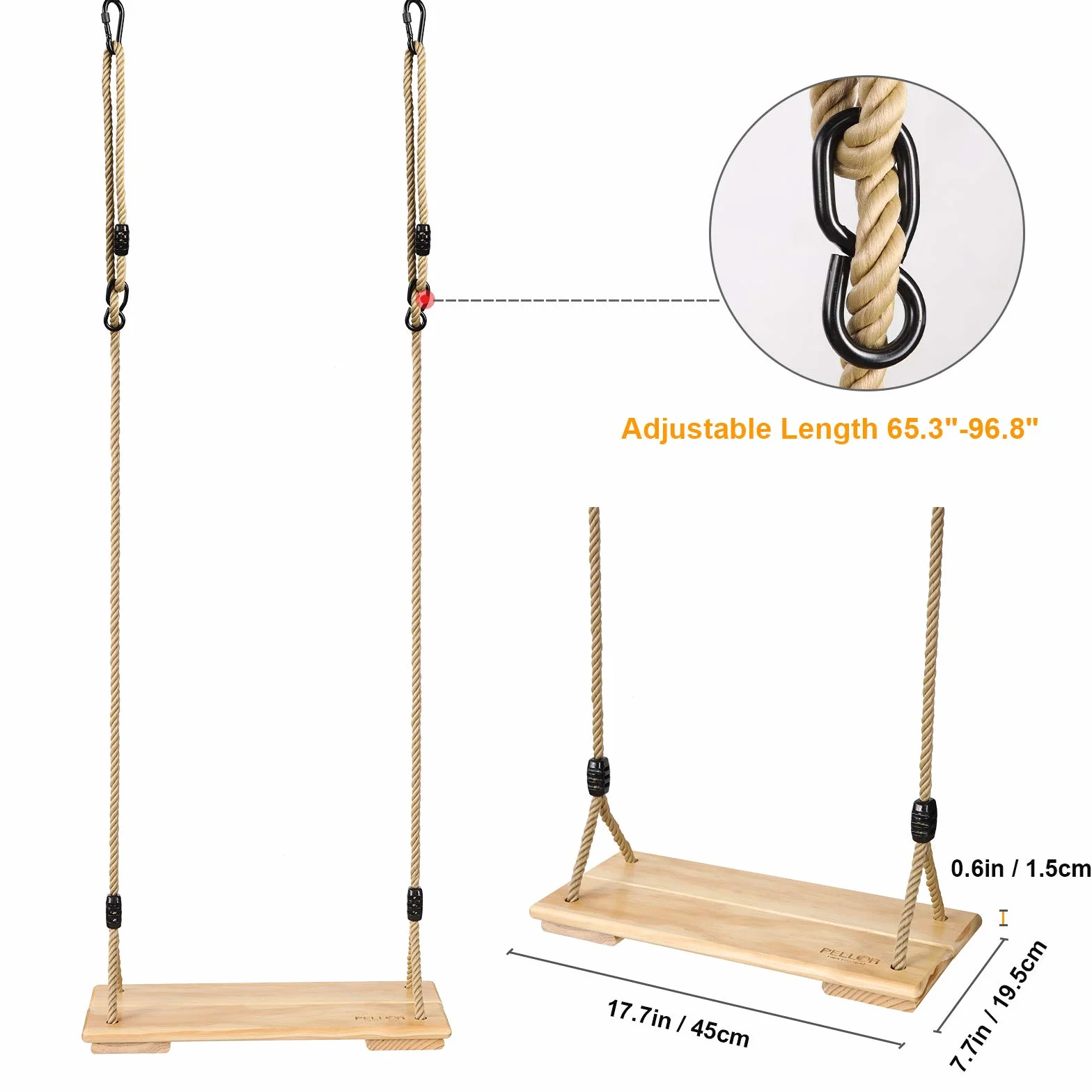 PELLOR Balançoire Enfants Adulte Agres Siège Suspendu Swing Outdoor Arbre Bois Jeux Portique Toboggan Extérieur Intérieur