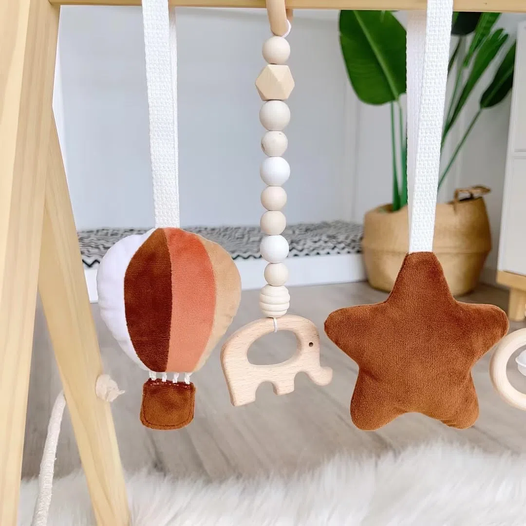 Caudblor Trapeze Jouet en bois pour bébé Puzzle Gym avec pendentif Jouet de gymnastique actif pour chambre de bébé Décoration de chambre d'enfant