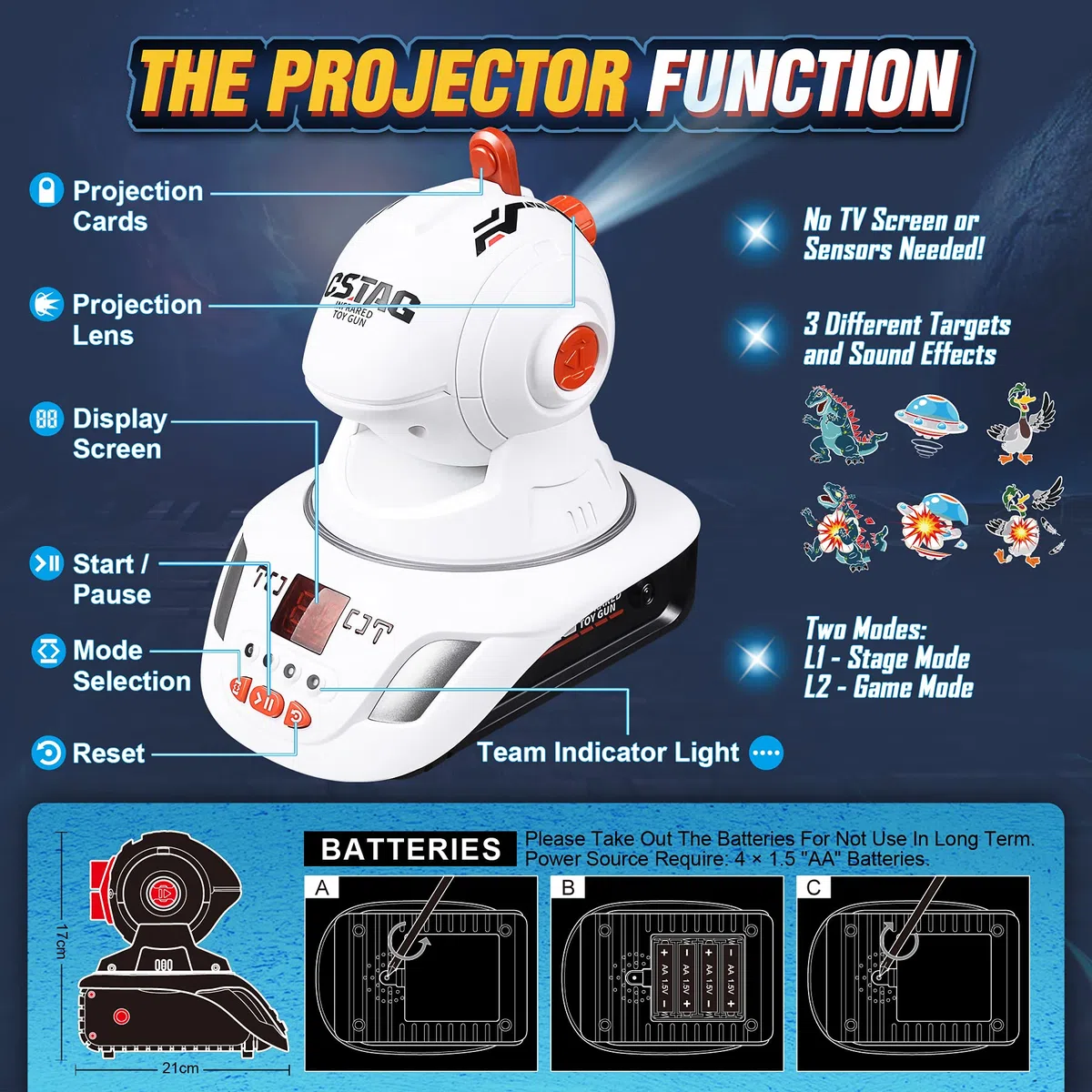 Pistolet Laser avec Projecteur, Jeu de Laser Tag Multi-Play pour Les Adolescents et Les Filles Jouet Blaster pour l'intérieur et l'extérieur pour Adultes Enfants Ages 3-12