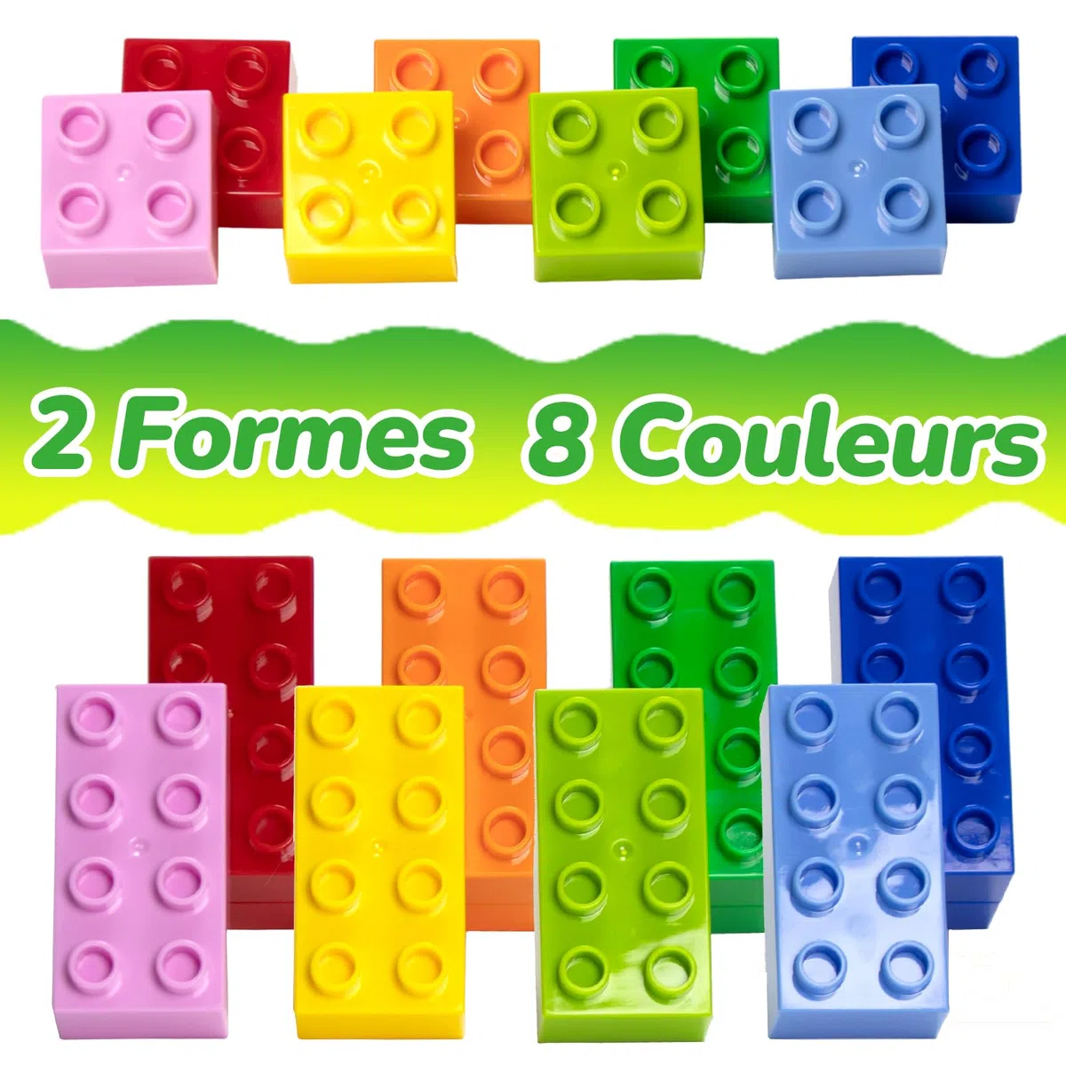 200 Grands Blocs compatibles Duplo - 8 Couleurs