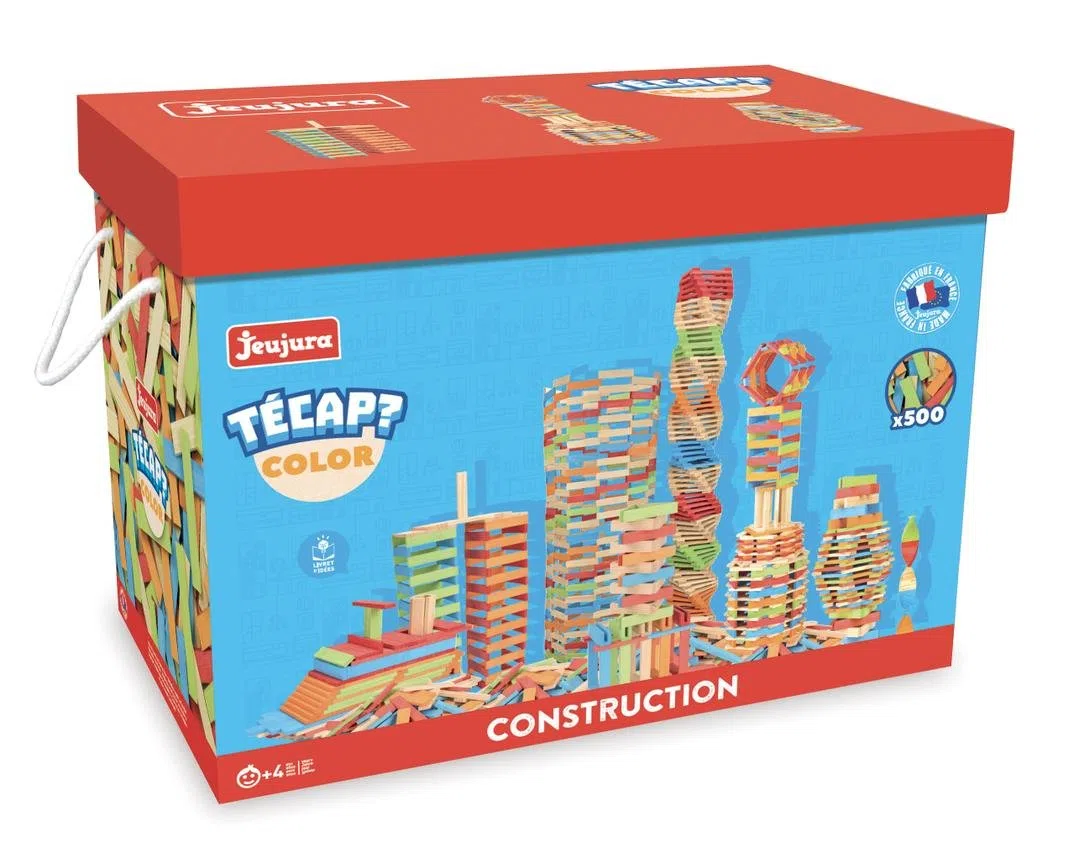 Jeujura - Tecap Color - 500 Pieces - Jeux de Construction- Jeu de planchettes - Pour faire un maximum de constructions - Laisser libre son imagination - Manipulation - Créativité - 8339