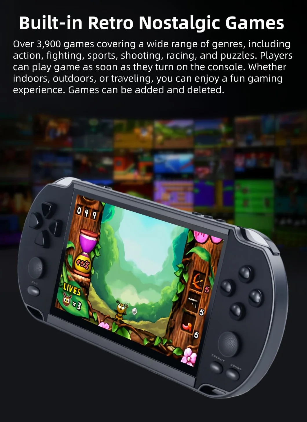 5,1 Pouces Console de Jeu Portable Plusieurs Simulateurs Rétro Vidéo/Musique/E-Book/Téléviseur Indoor/Outdoor/Travel Larisure de Jeu électronique Anniversaire/Cadeau de Vacances