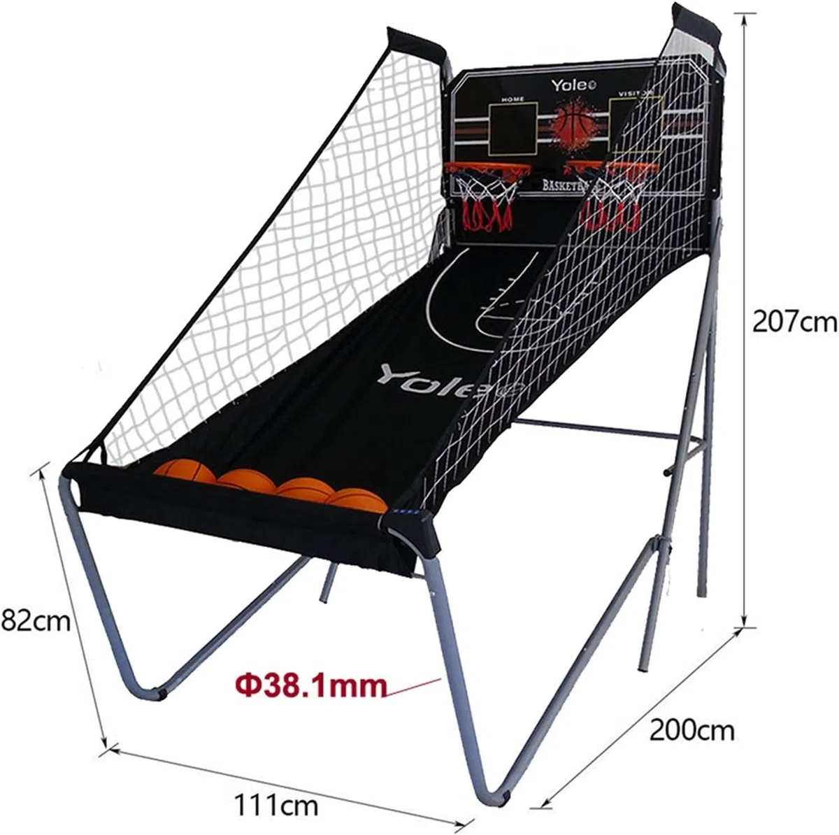 Jeu d'arcade de basket-ball pliable avec score électronique pour jouer en intérieur et en extérieur