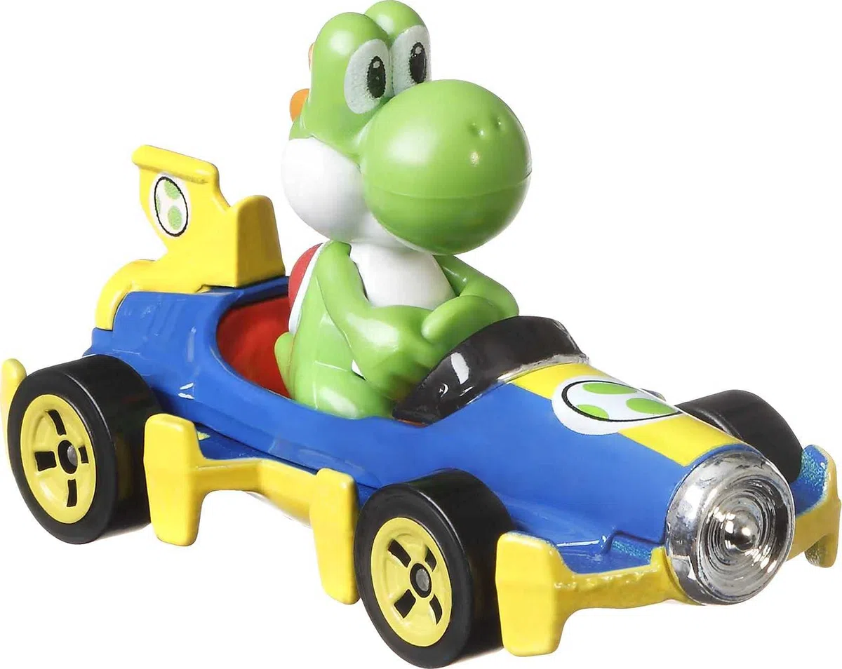Hot Wheels Mario Kart Coffret 4 Mini-véhicules Yoshi, Peach, Mario et Maskass échelle 1:64, inspiré par Les Voitures du Jeu, Jouet pour Enfant, GWB38