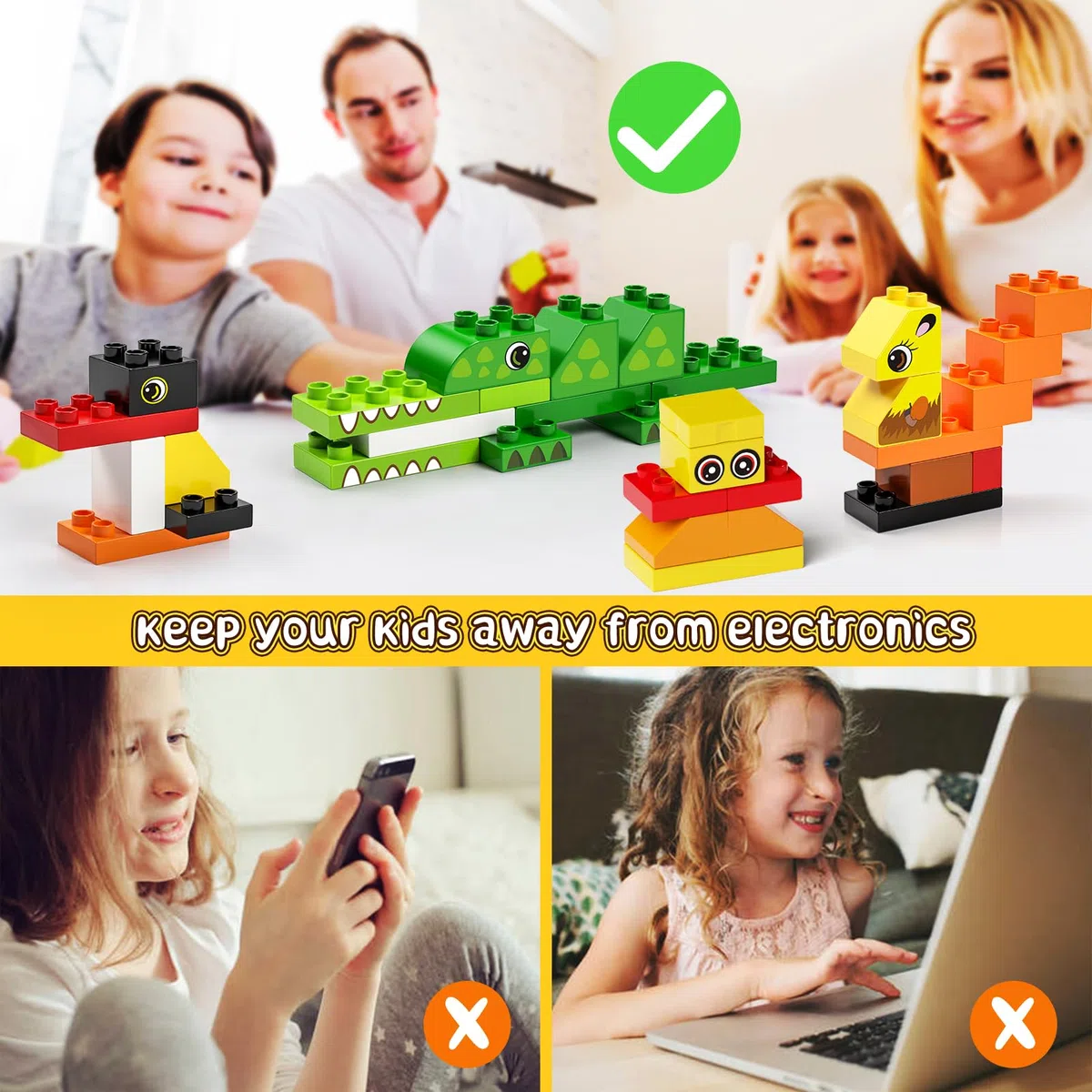 burgkidz Gros Blocs de Construction, 135 pièces Briques de Construction Créatives Classiques avec Boîte de Rangement, Jeux de Construction pour Enfants de 2 à 5 ans