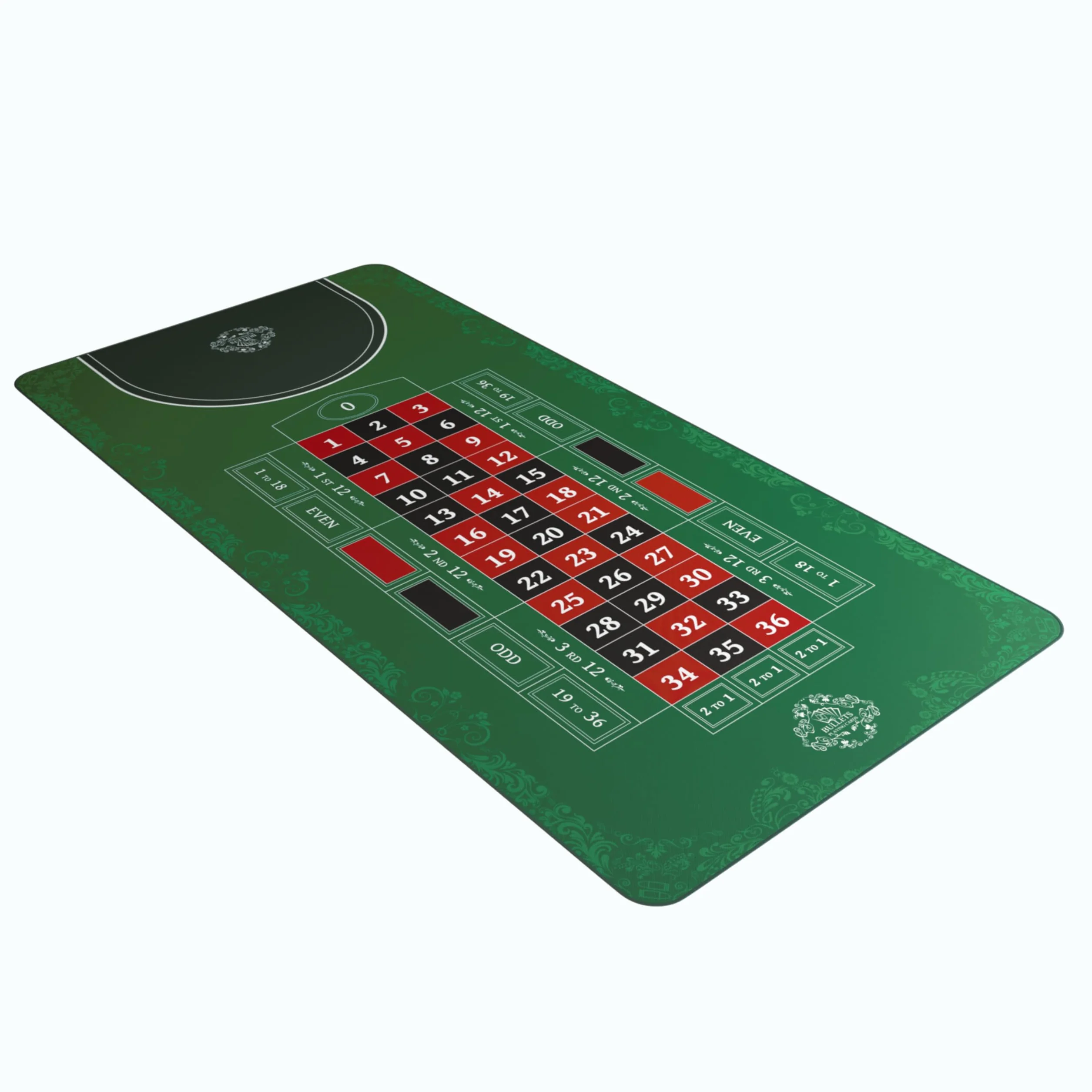 Bullets Playing Cards, Tapis de roulette, Différentes tailles, Double 0 ou Single 0 (simple 0, 160 x 80 cm)