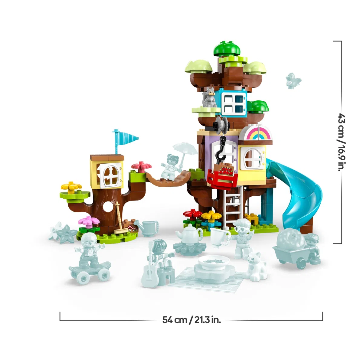 LEGO 10993 Duplo La Cabane dans l’Arbre 3-en-1, Jouet Éducatif pour Enfants Dès 3 Ans, Filles et Garçons, avec 4 Figurines Animaux, des Briques et Toboggan