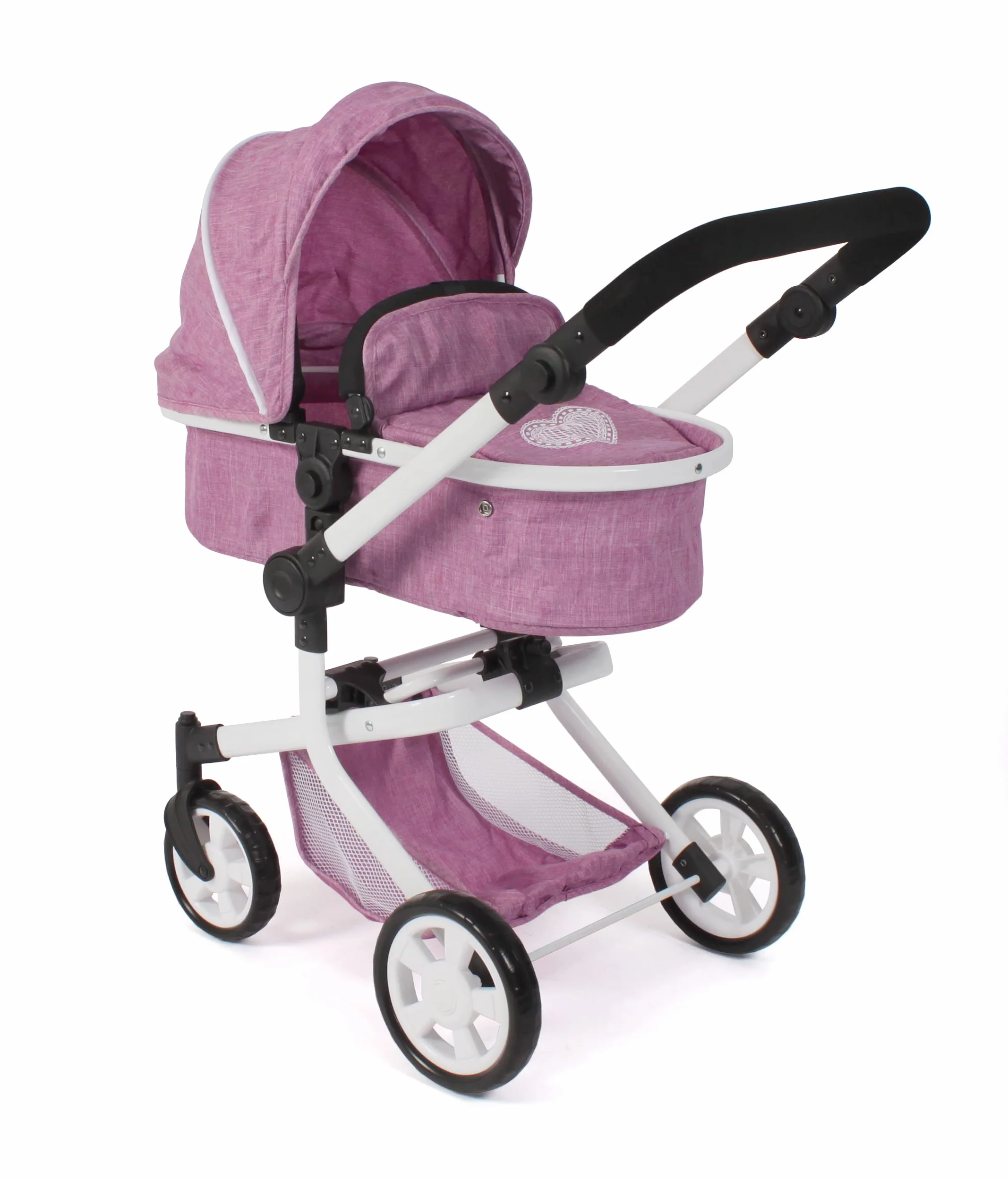 Bayer Chic 2000 Poussette poupée Mika 2 en 1 Pliable et réglable | Poussette poupée 2 en 1 pliable avec poignée réglable (47-80 cm), pour poupées jusqu'à 52 cm.