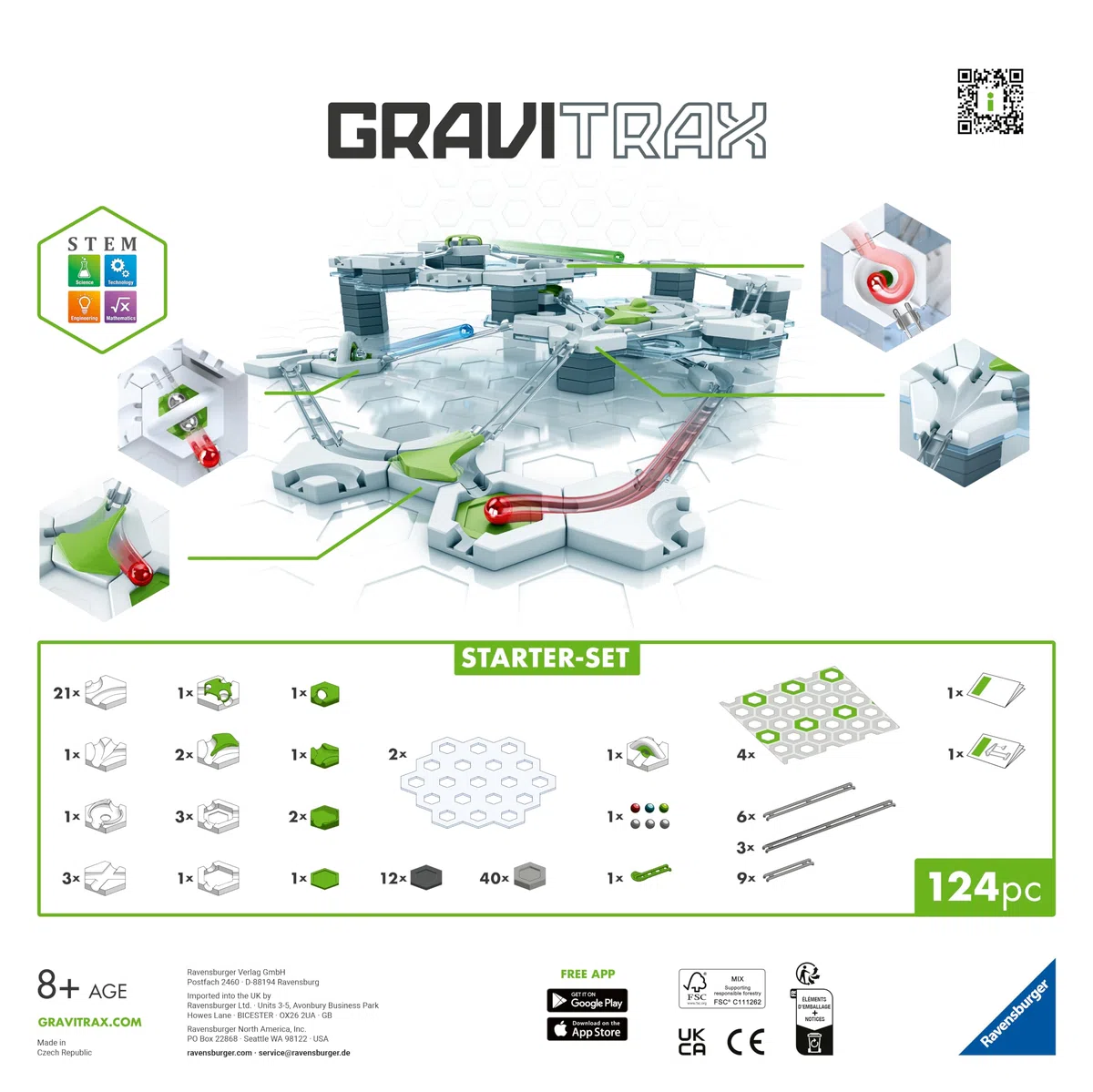 Ravensburger GraviTrax Starter Set – Circuit à Billes pour Enfant 122 pièces – Piste à Billes de Construction – Marble Run éducatif STEM – Jeu Scientifique dès 8 Ans – Version française