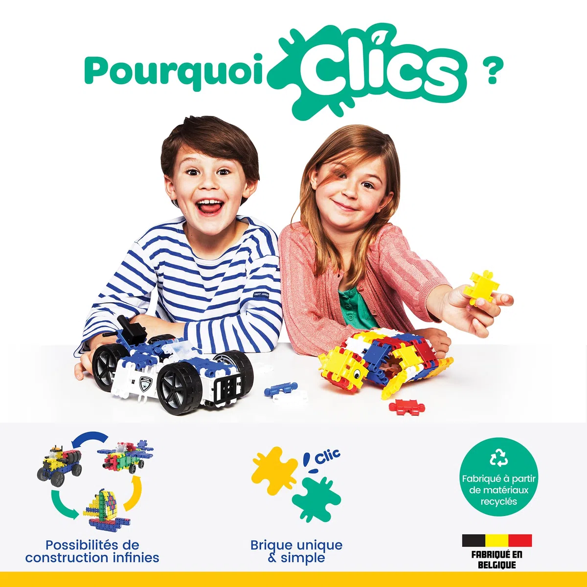 Clics Jouets de Construction pour Les Enfants à partir de 3 Ans, Jouets éducatifs créatifs dans Un Ensemble de 275 pièces, Blocs de Construction pour Filles et garçons, Jouets Montessori STEM,
