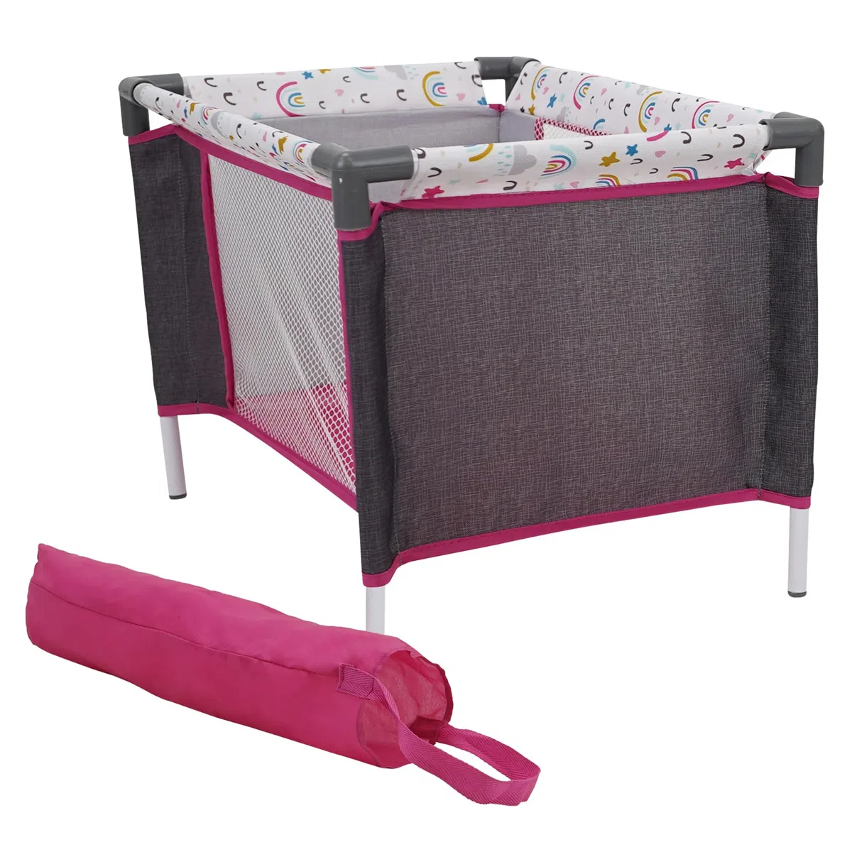 509 Crew 21 Piece Doll Stroll n Play & Care Combo Set, Doll Stroller, Doll Playard, Doll High Chair Set, Carry Cot, Diaper Bag, Feeding and Grooming Accessories, Ages 3+