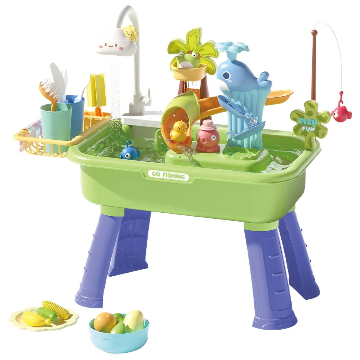 Générique Table de Jeux d'eau Table de Sable et d'eau pour | Jouet Sensoriel Éducatif Interactif avec Pompe pour Maison Jardin Développe la Coordination Main-Œil