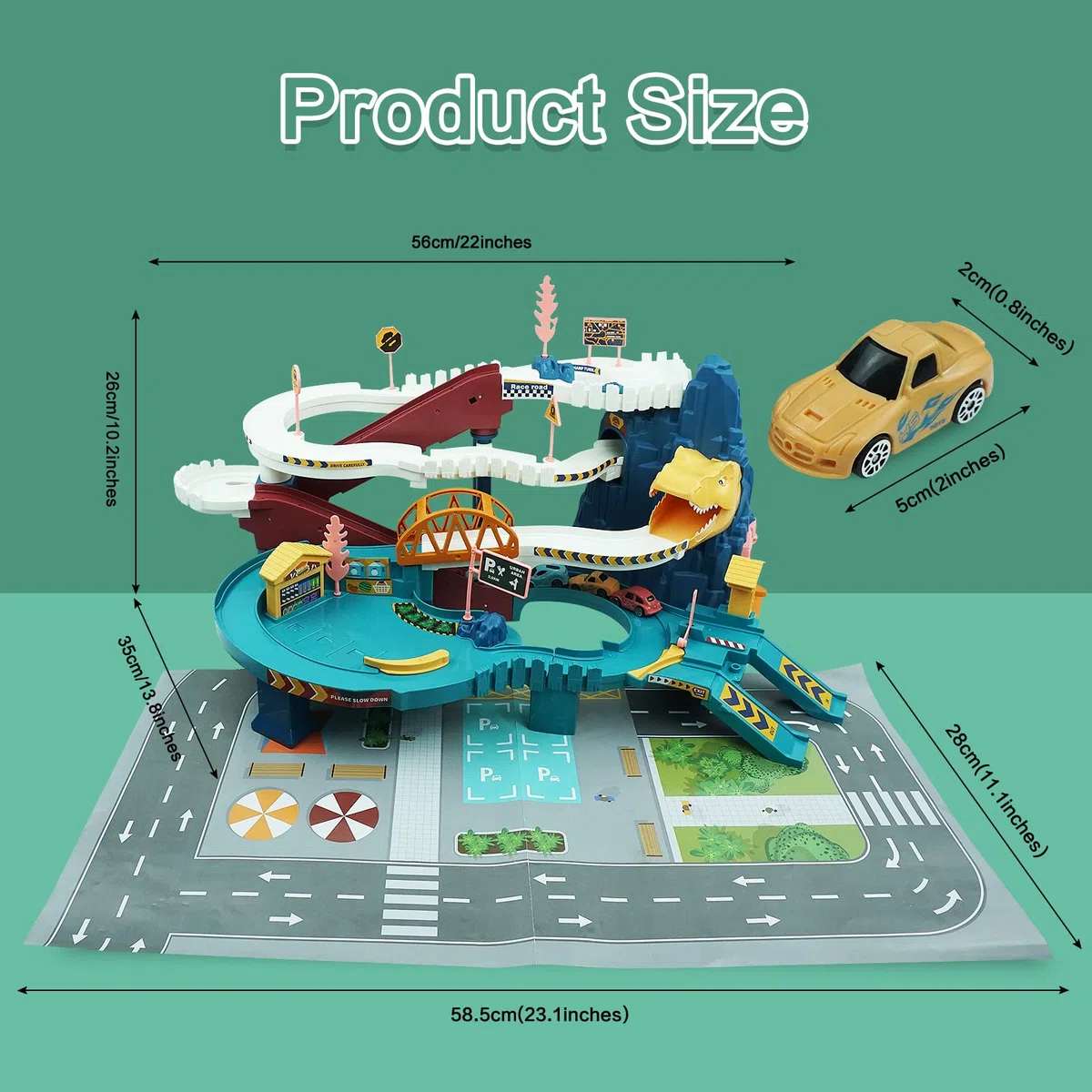 RedCrab Circuit Enfant, Dino Circuit avec 4 Voiture Jouets et Rails pour 3-14 Ans, Festival Cadeau Garçon/Fille