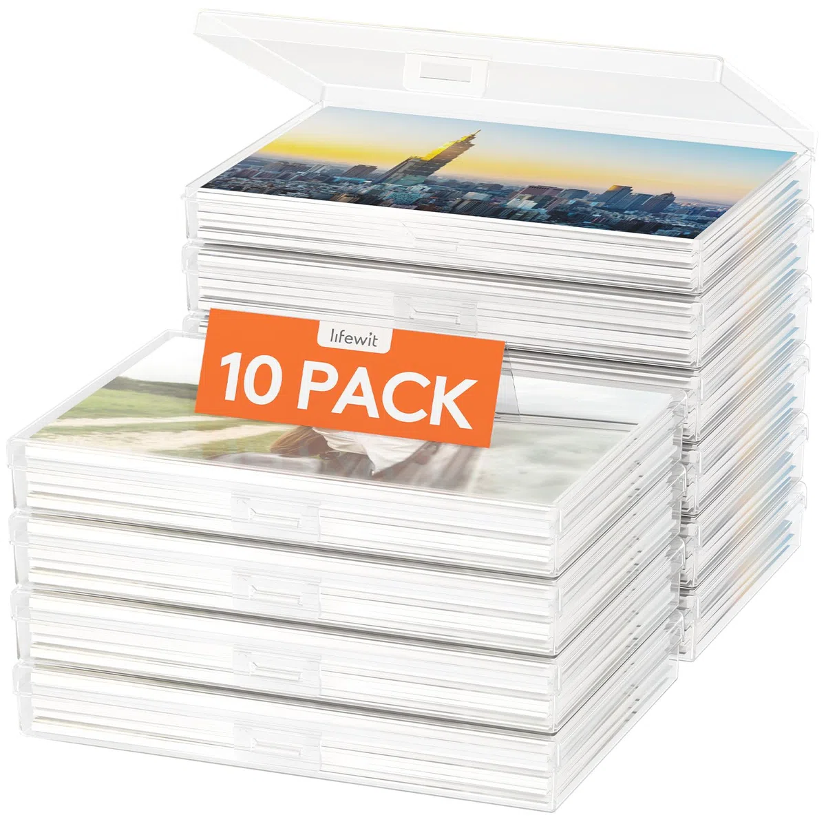 Lifewit Boite Rangement Photos, Petite Boite de Rangement Plastique avec Poignée, Boite Transparente, Boite Rangement Perles, Rangement Carte, Storage Box, 10 x 15 cm 4R, 10 Pièces