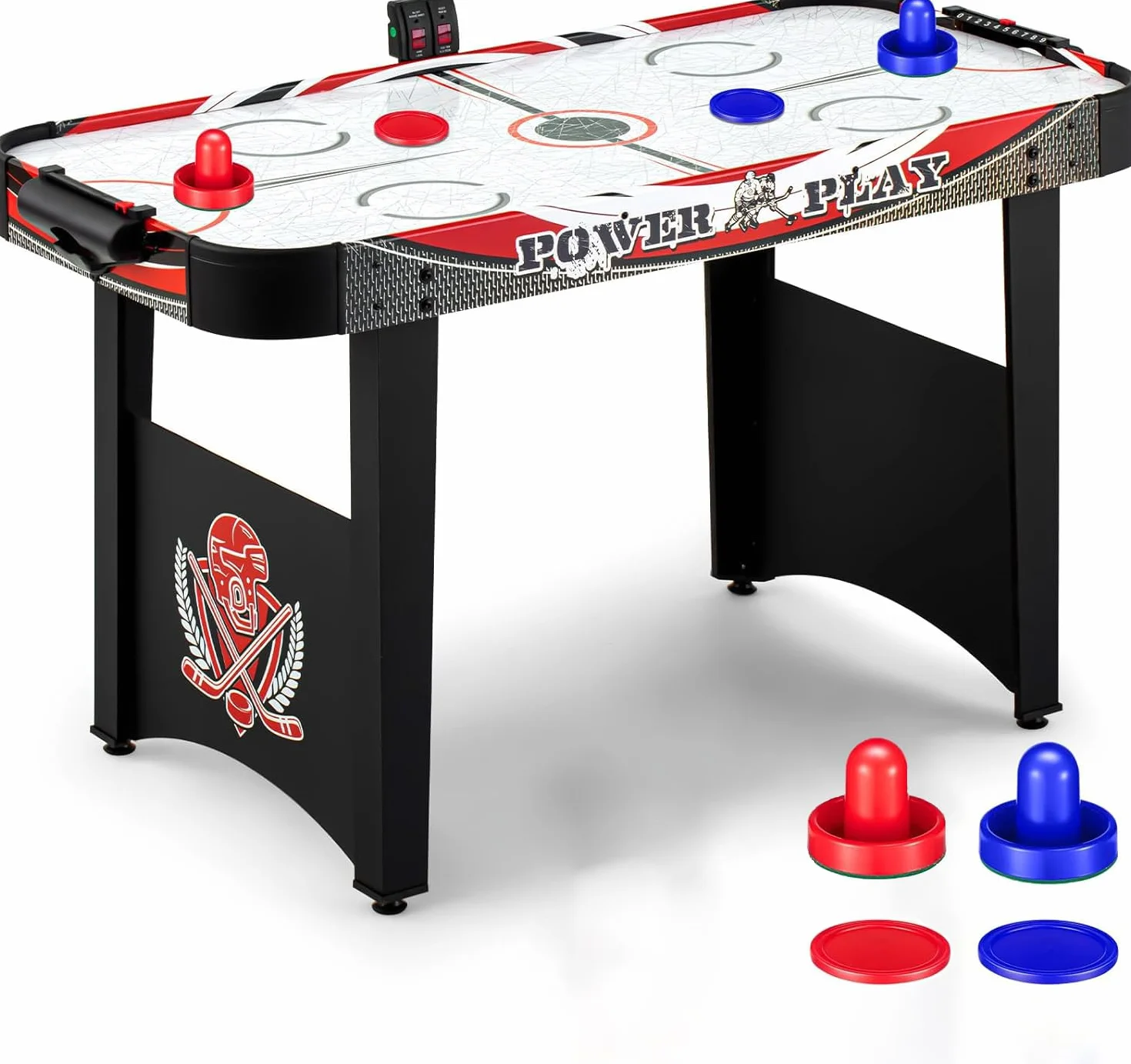 Table de Hockey sur air : Table de Hockey électrique d'intérieur avec Tableau d'affichage numérique, kit de Jeu Comprenant 2 palets et 2 poussoirs
