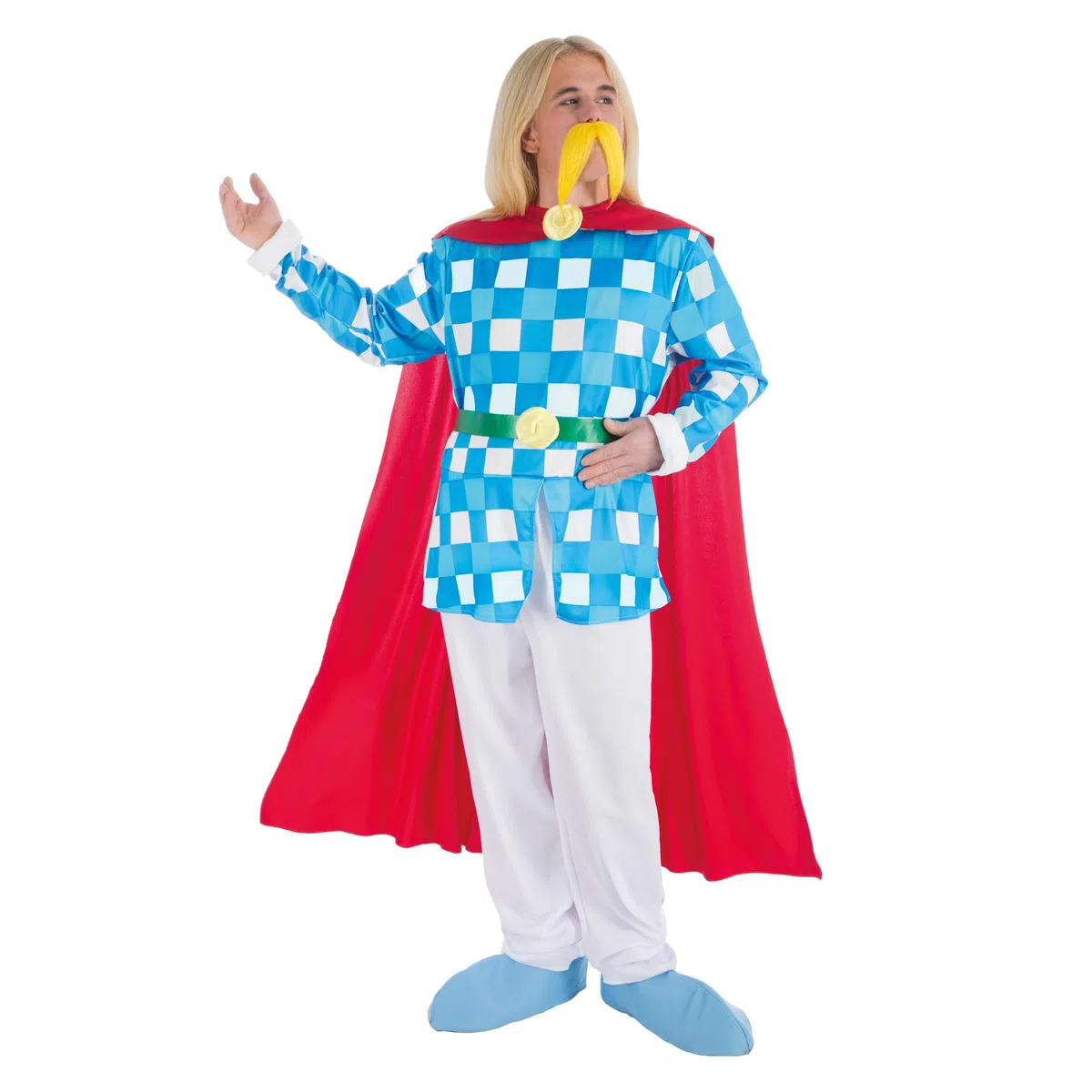 Chaks - CS964196/L - Déguisement - Costume Licence Assurancetourix 6 Pièces, Taille L | Costume officiel d'Astérix, ensemble 6 pièces avec haut, pantalon, cape, moustache et accessoires, Comic Con