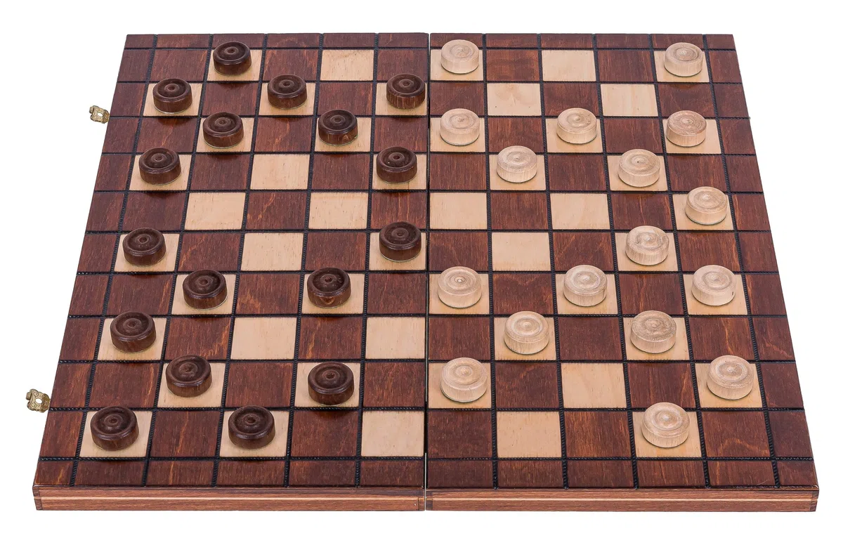 Square - Jeux Dames en Bois - Damier 100 Cases - 40 x 40cm