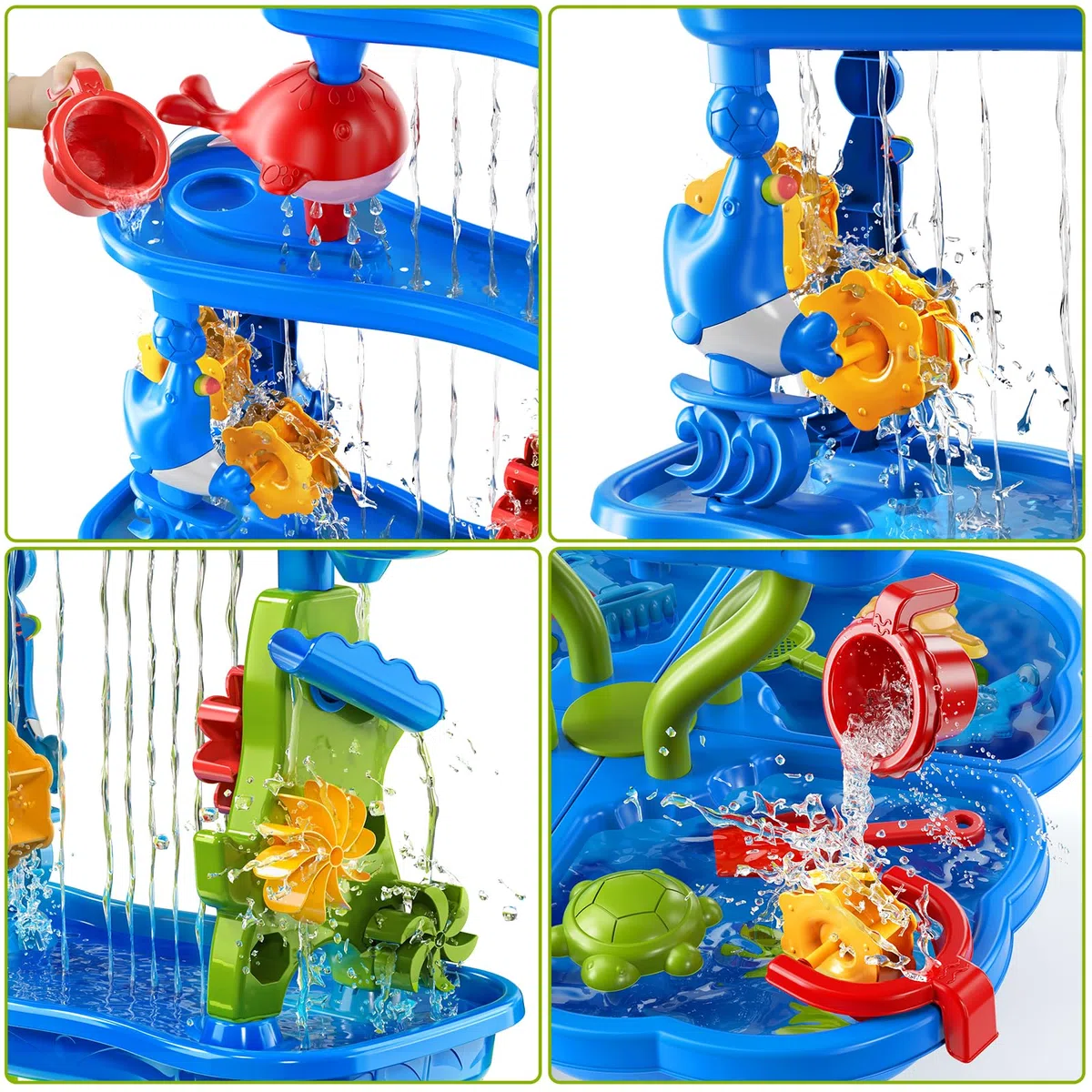 JUKUDAHU Table à sable et à eau pour enfants à partir de 3 à 8 ans - Étang cascade - Jouets de plage d'été d'extérieur - Jouets de salle de bain - Kit de jeu sensoriel - Cadeaux pour garçons et filles